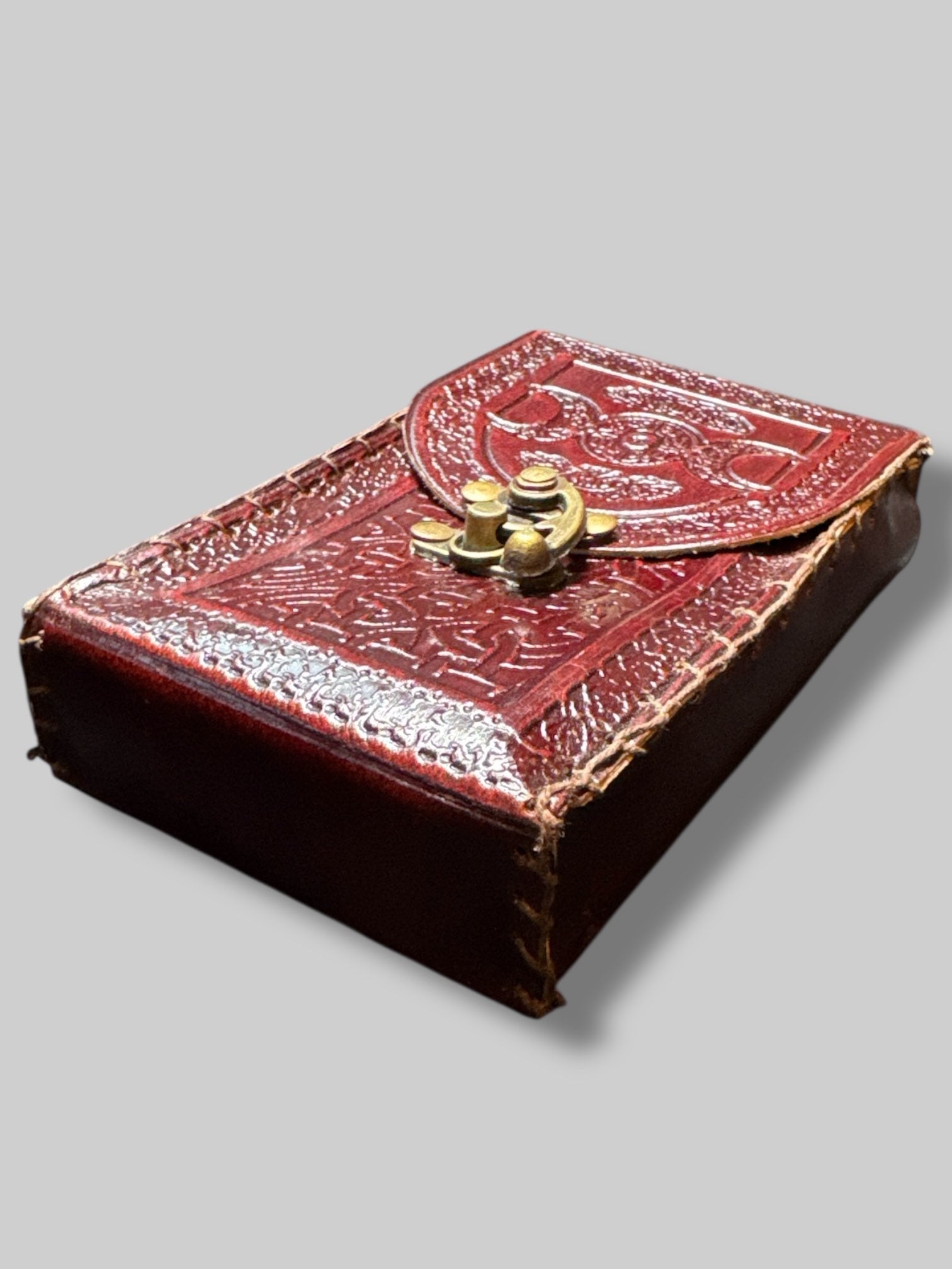 Genuine leather tarot pouch with carvings