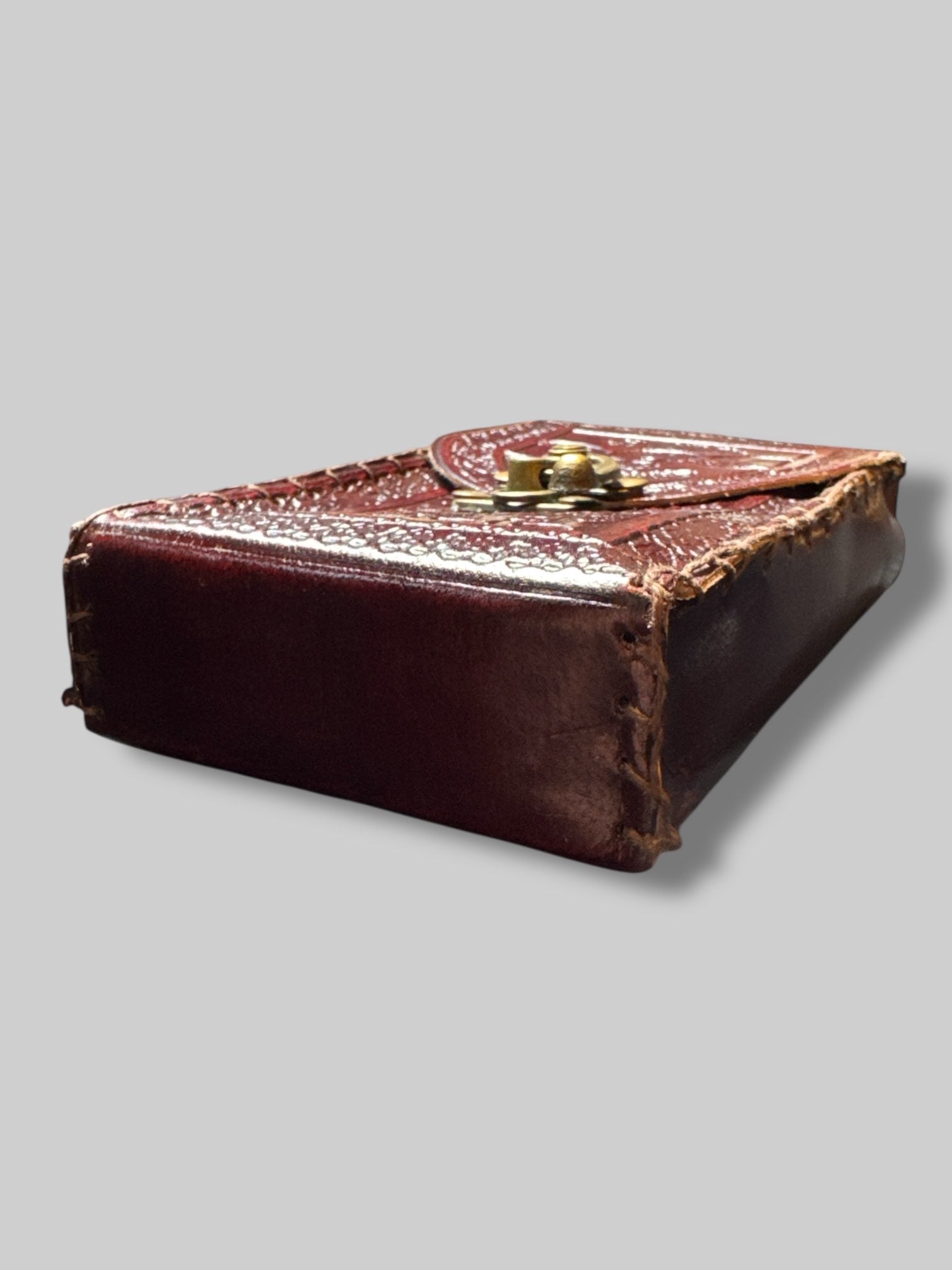 Genuine leather tarot pouch with carvings