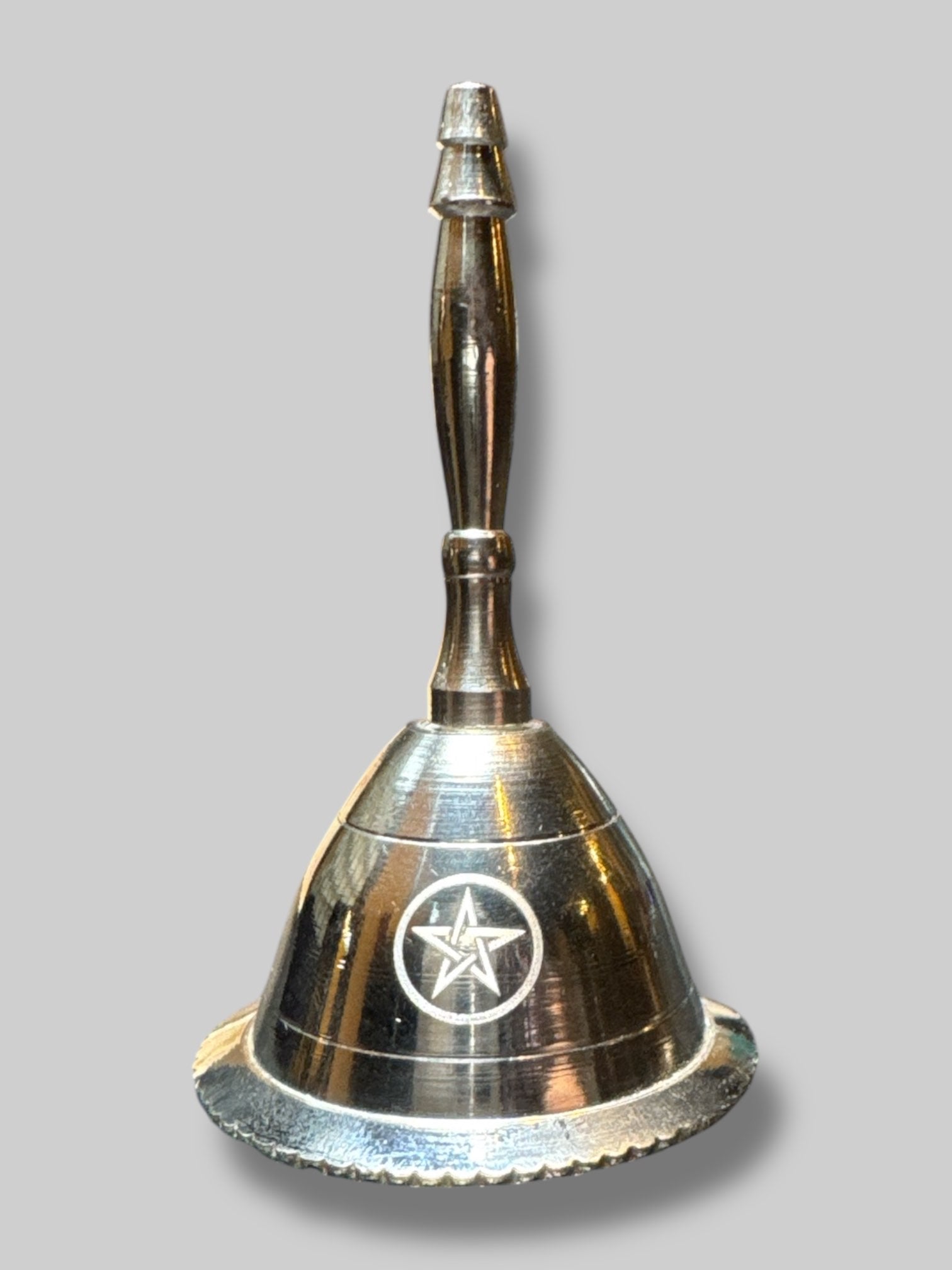 Silver tone bell with pentagram