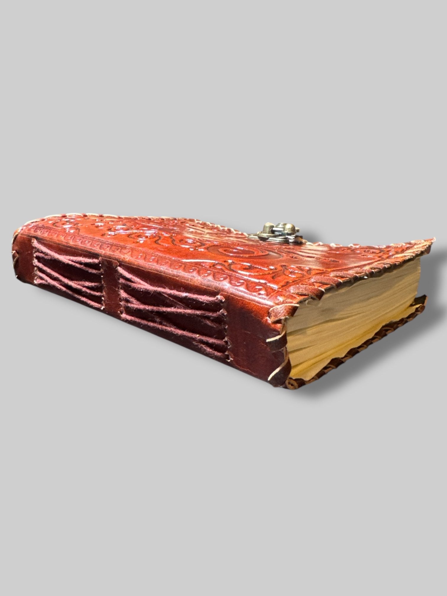 Leather journal with sun and moon design