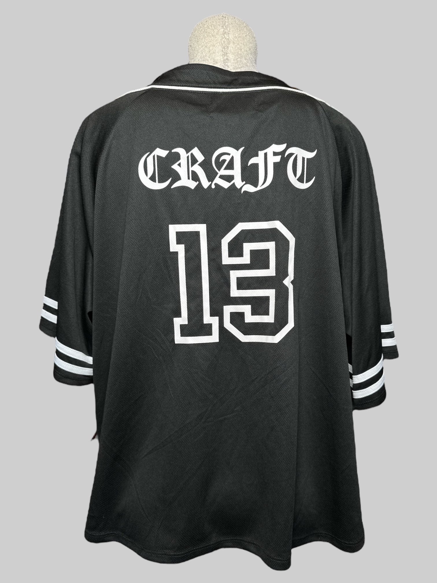 3X NWT Black craft black jersey top with buttons and white lettering