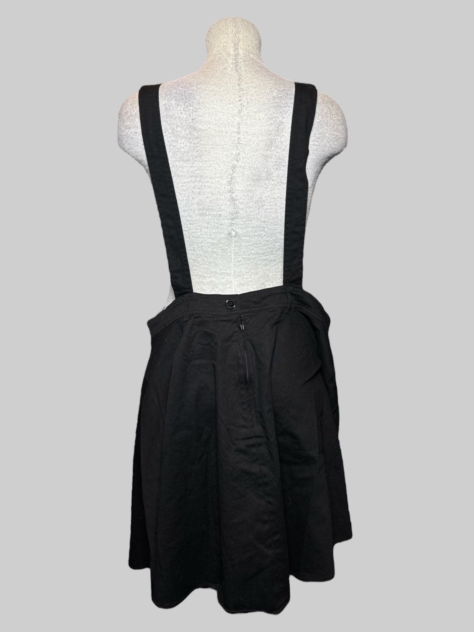 XL black overall skirt with Ouija embroidery