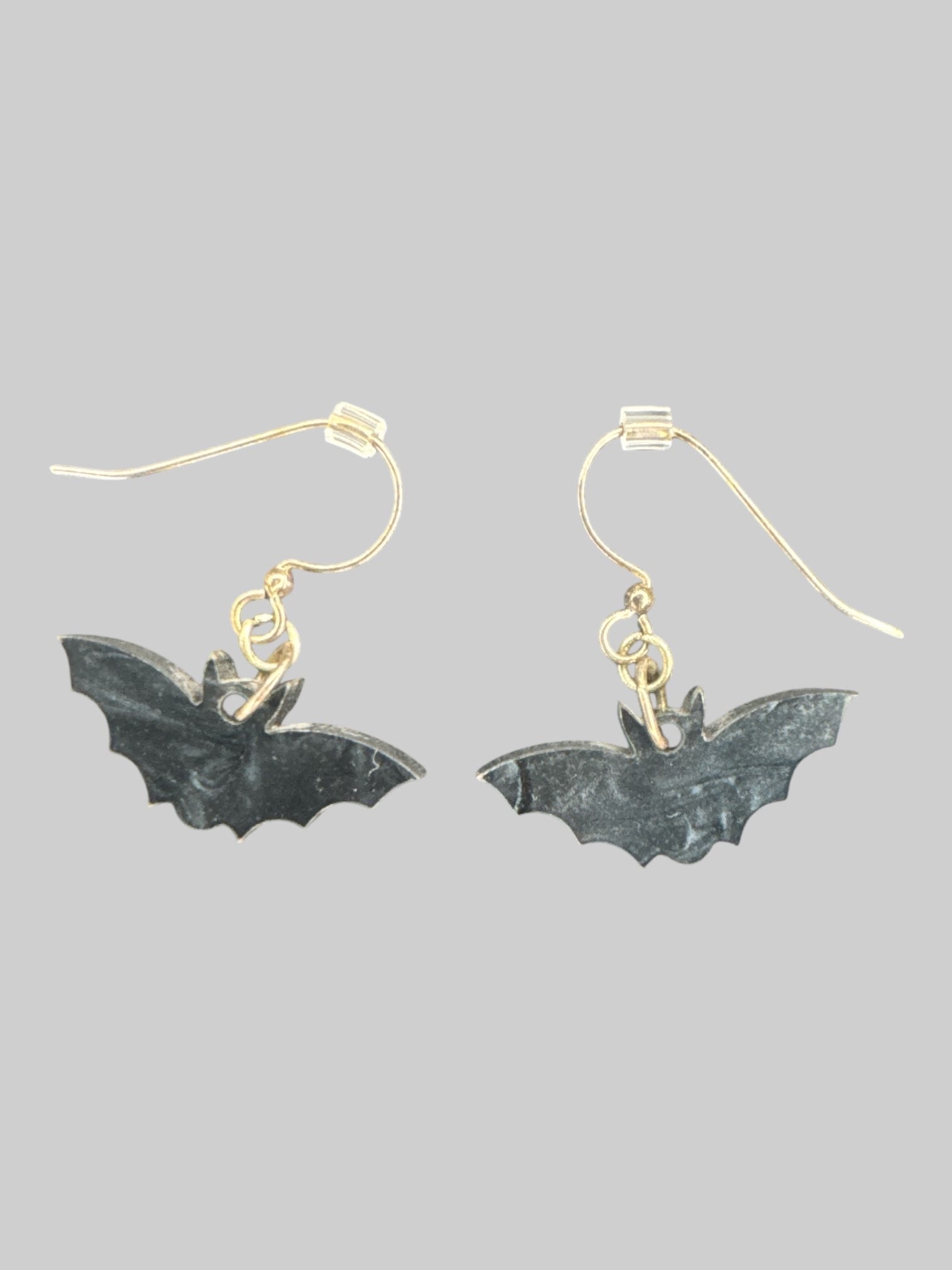 Black resin bat earrings