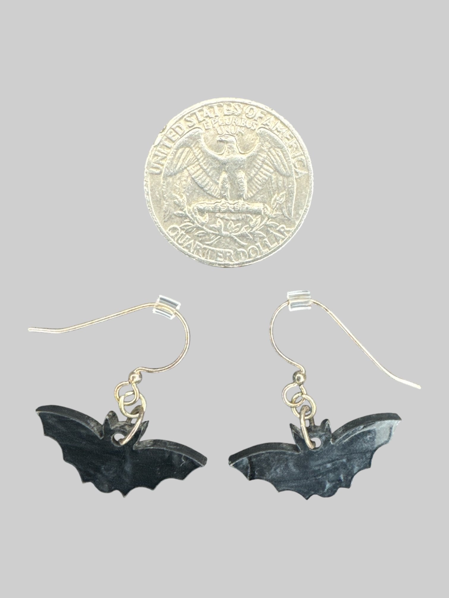 Black resin bat earrings