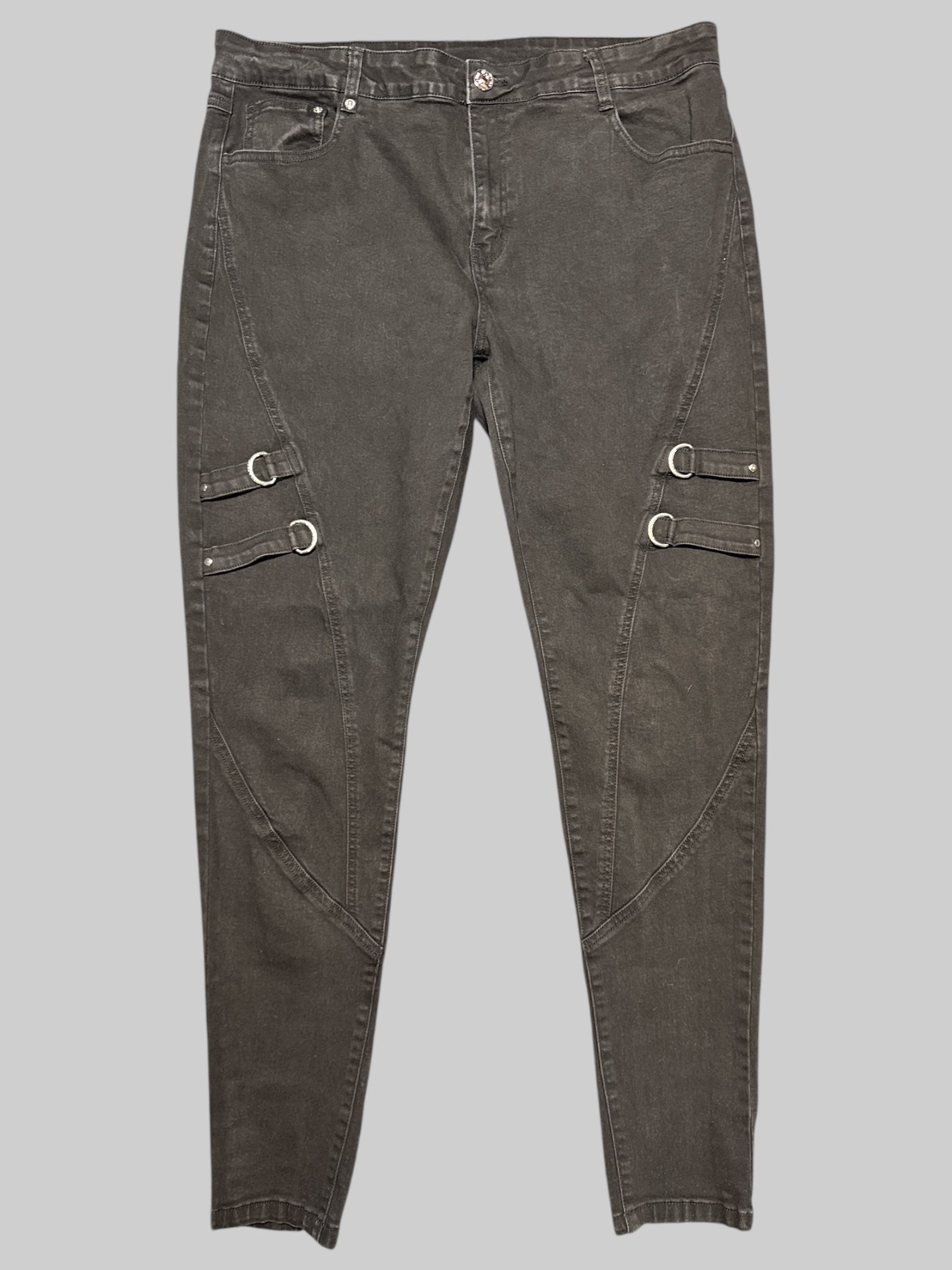 0X black Killstar jeans with buckles