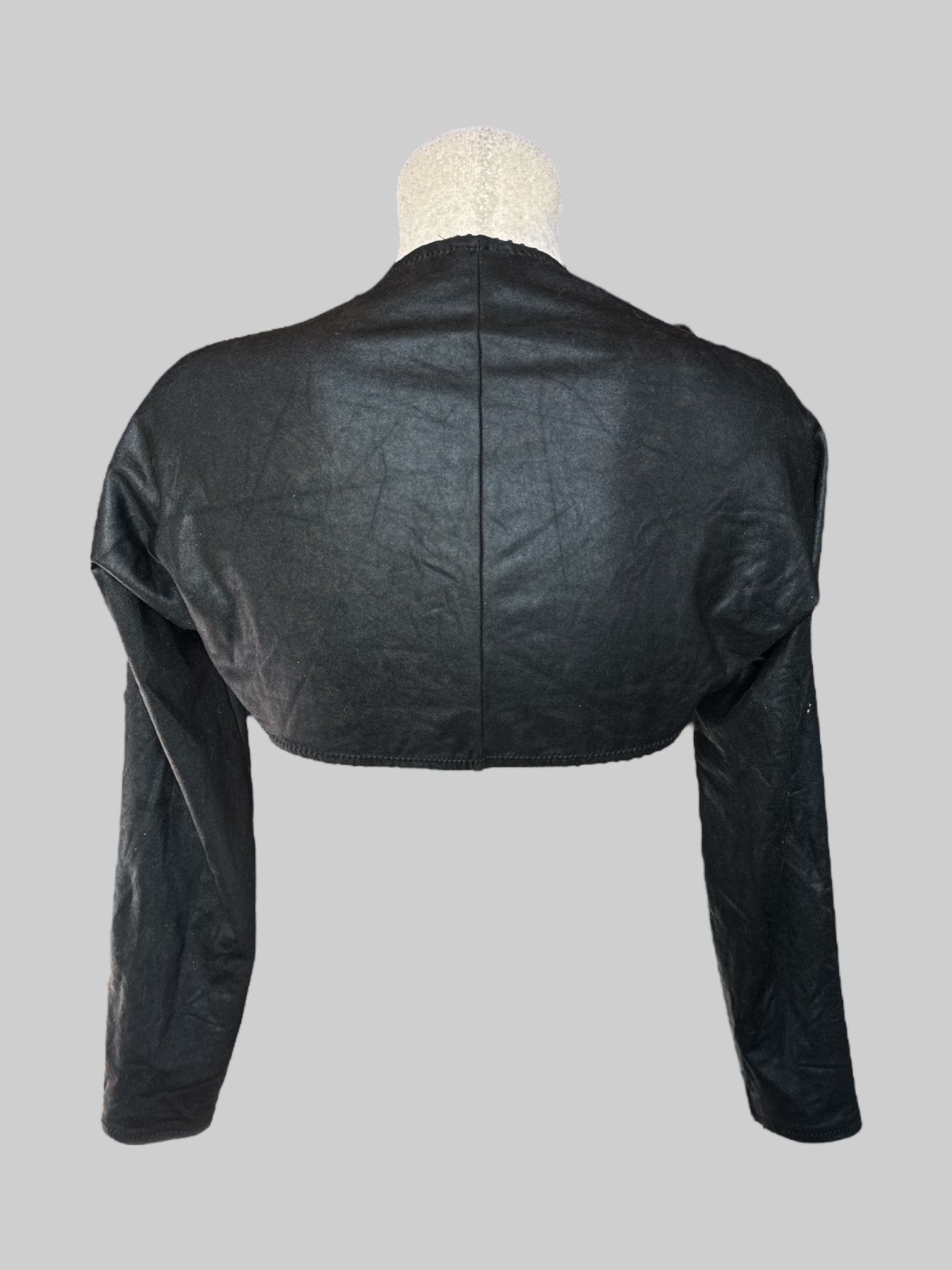 L NWT black long sleeve shrug with scalloped hem