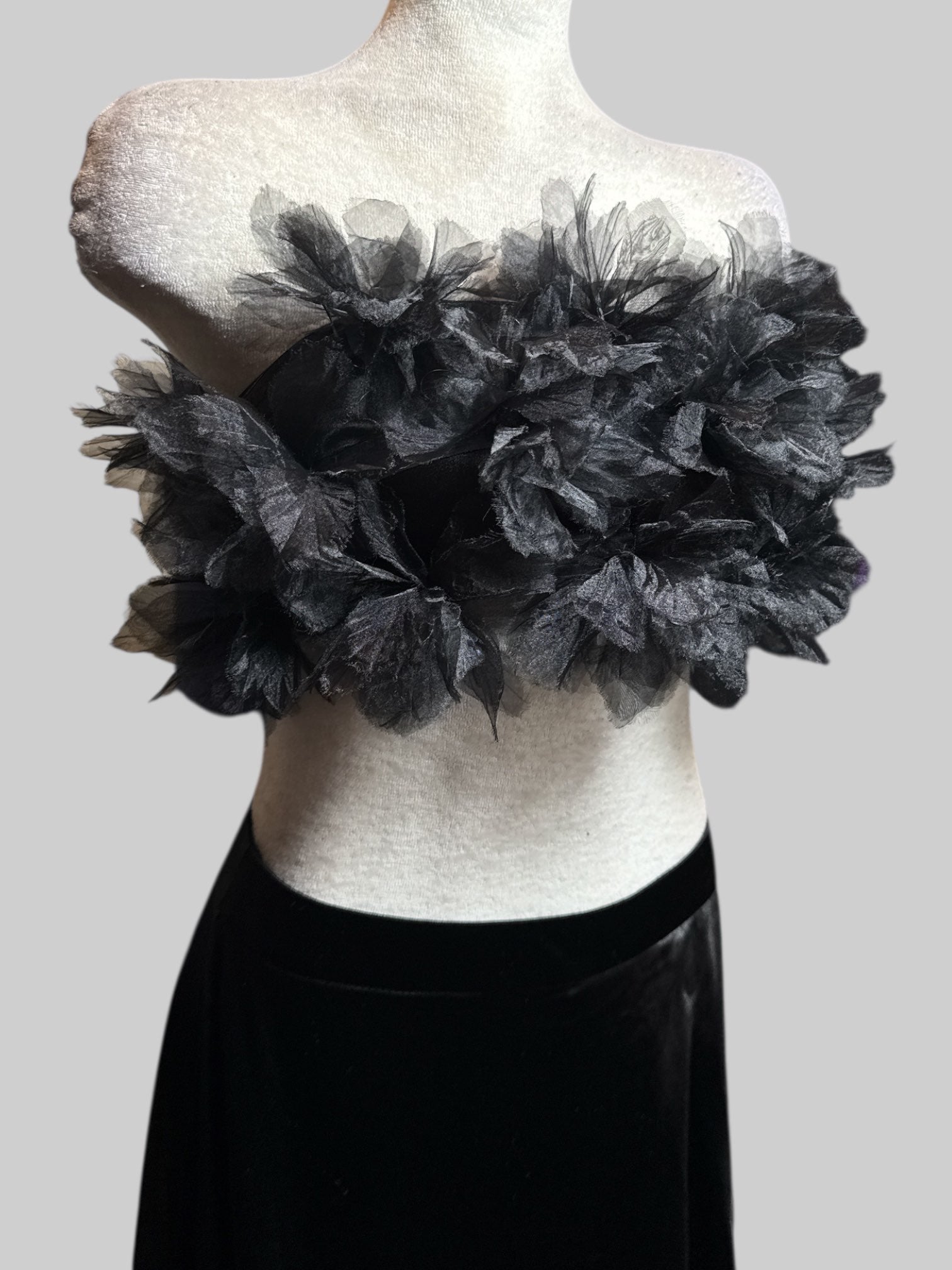 S NWT black maxi dress with stomach cut outs and flower chest