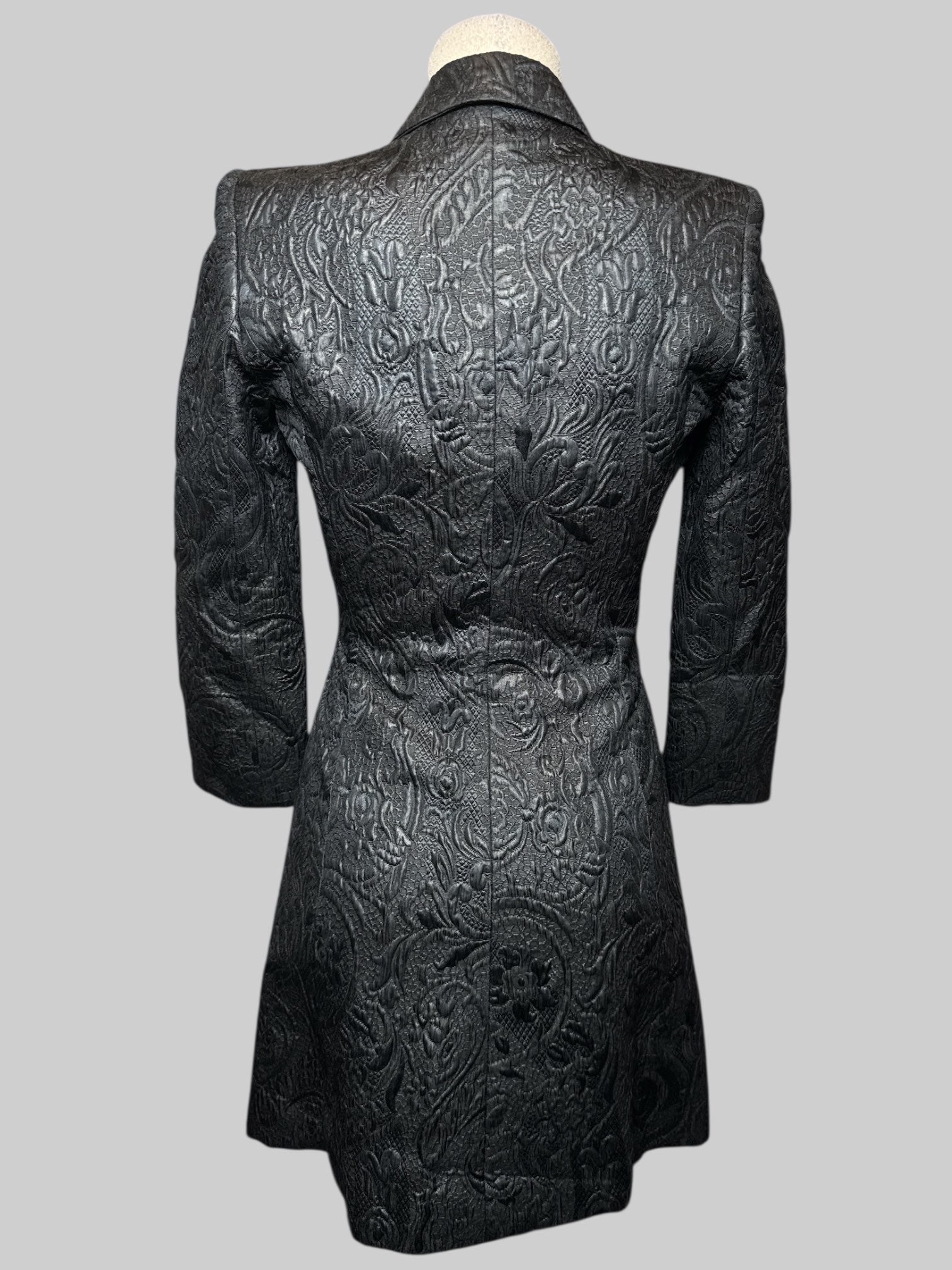 S vintage black coat with textured florals