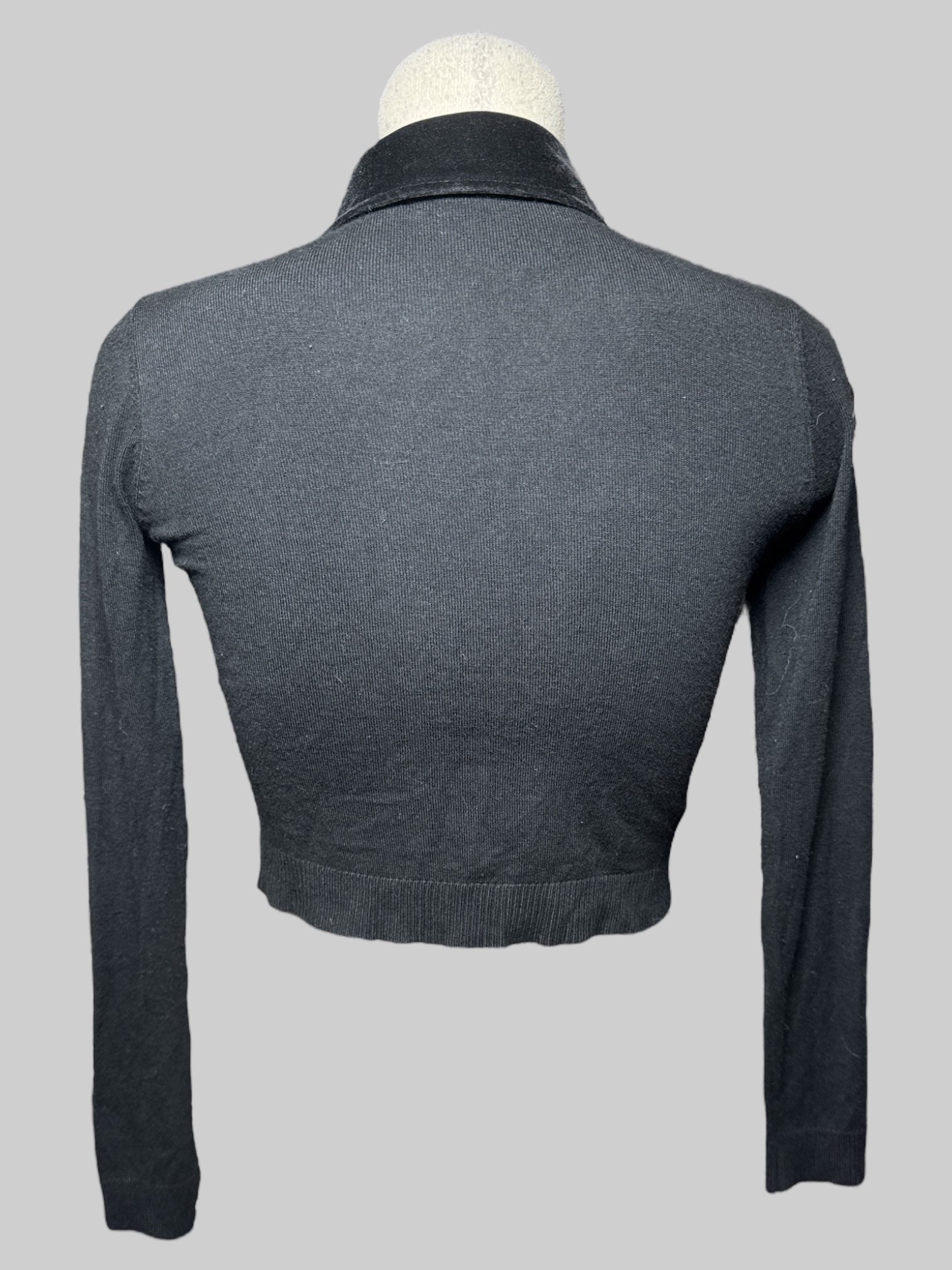 S black cropped Collectif button up cardigan with bats