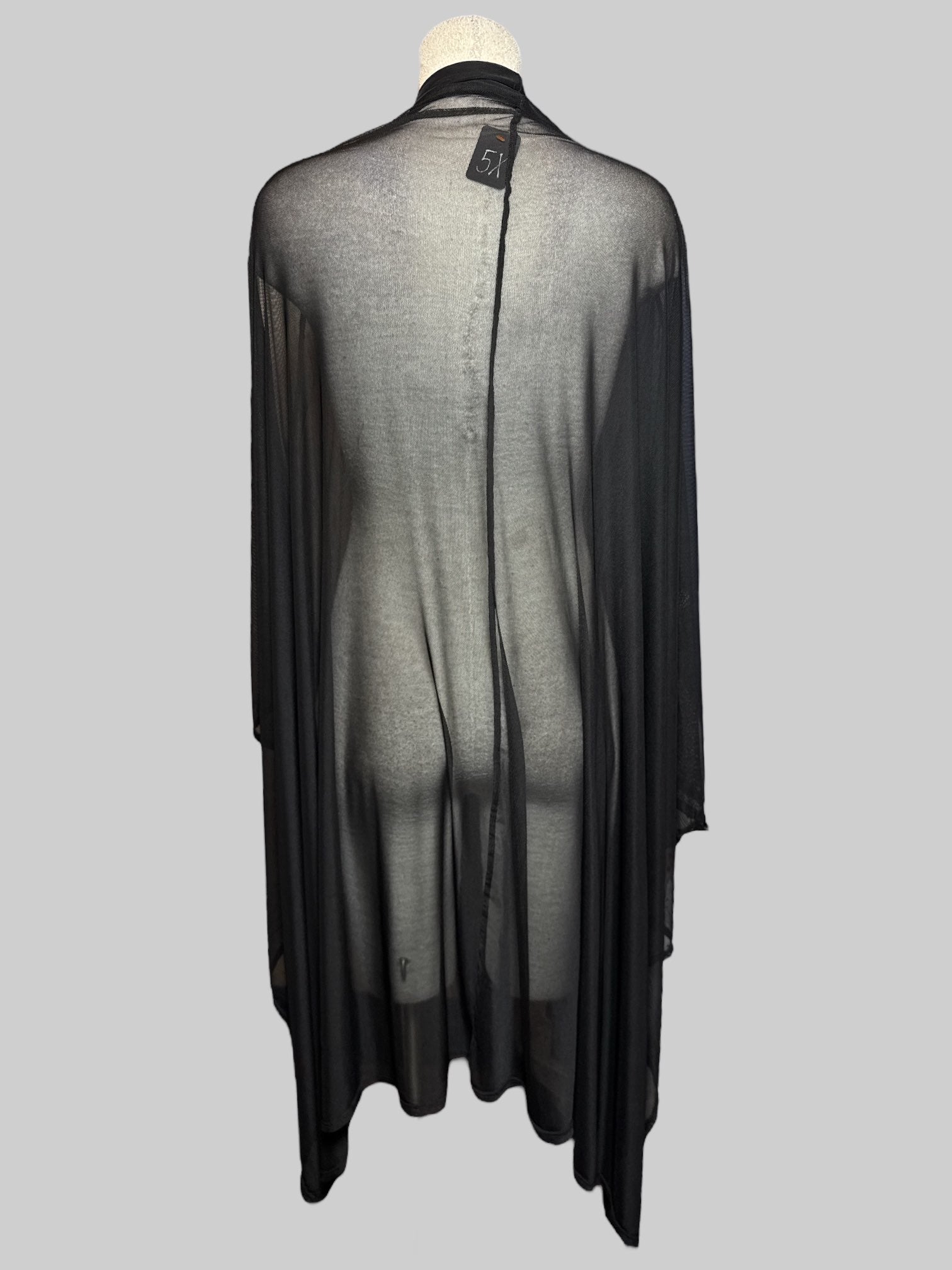 5X black sheer cardigan
