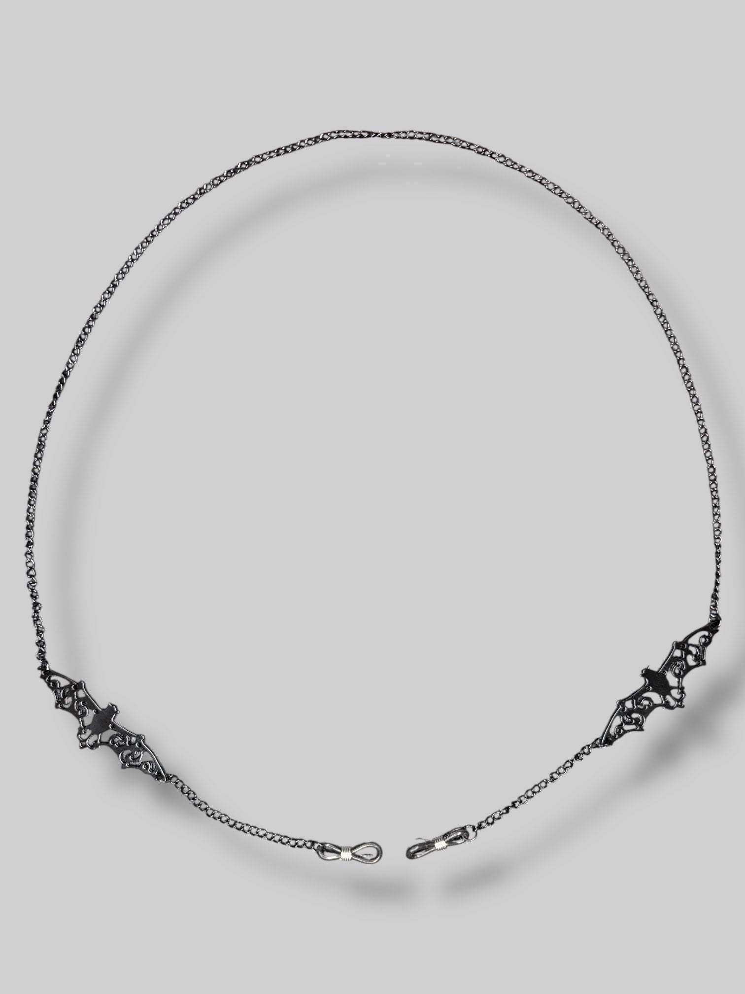 Black metal eyeglasses chains with bats