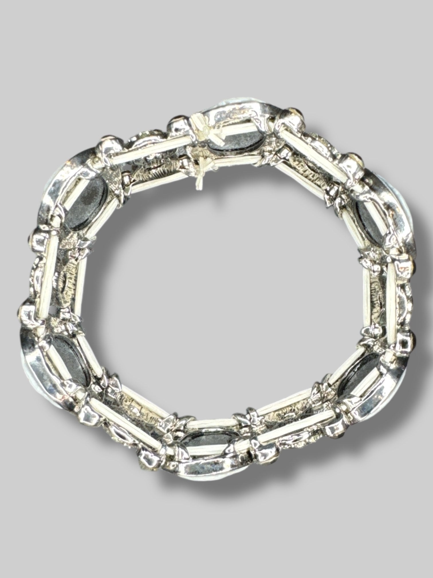 Silver and black cameo bracelet