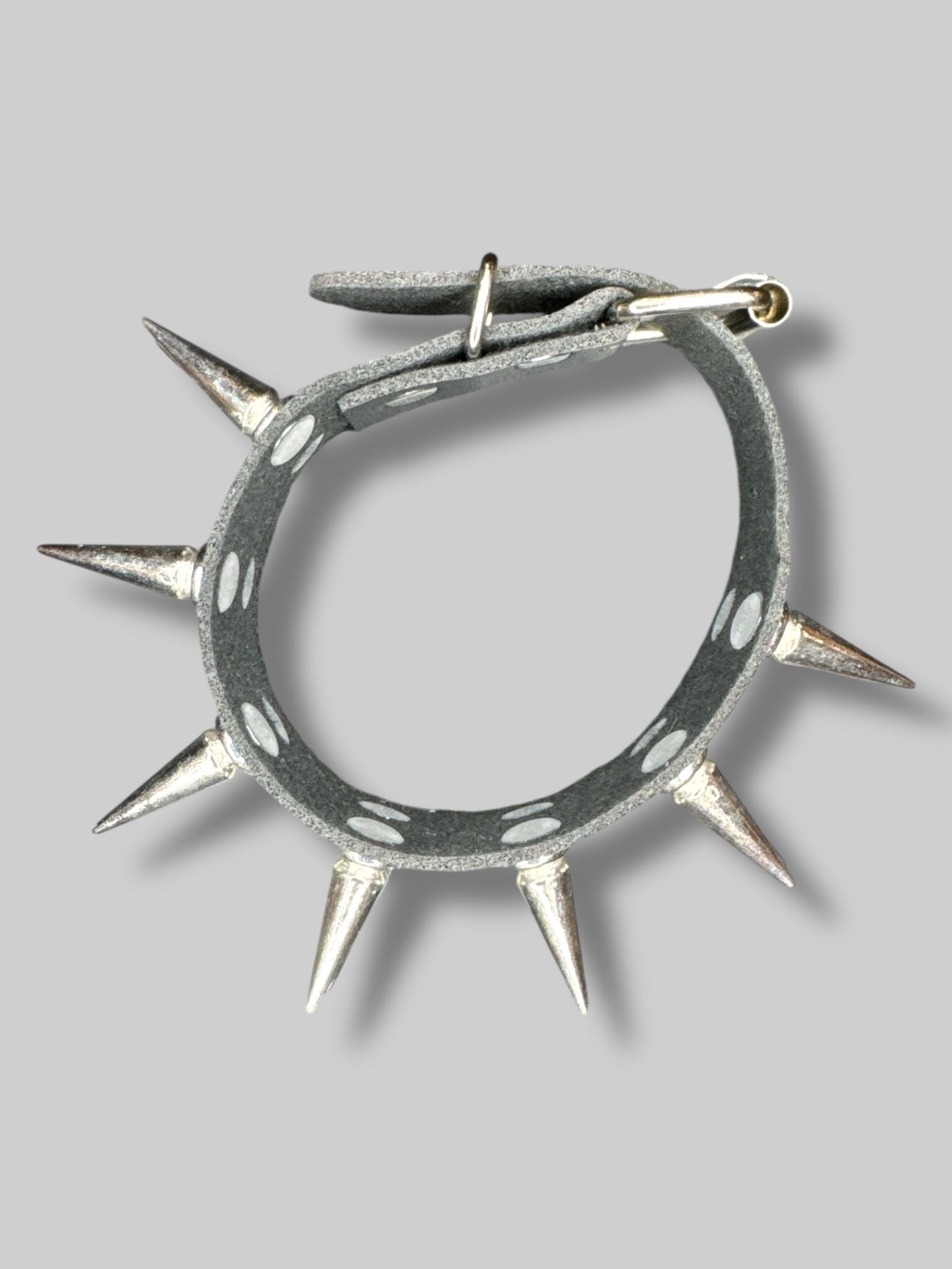 Black leather studded bracelet with buckle