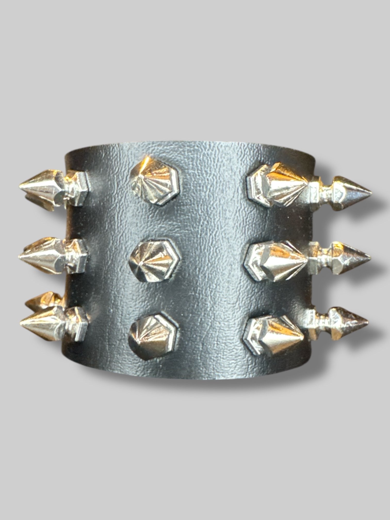 Black leather bracelet with snap buttons