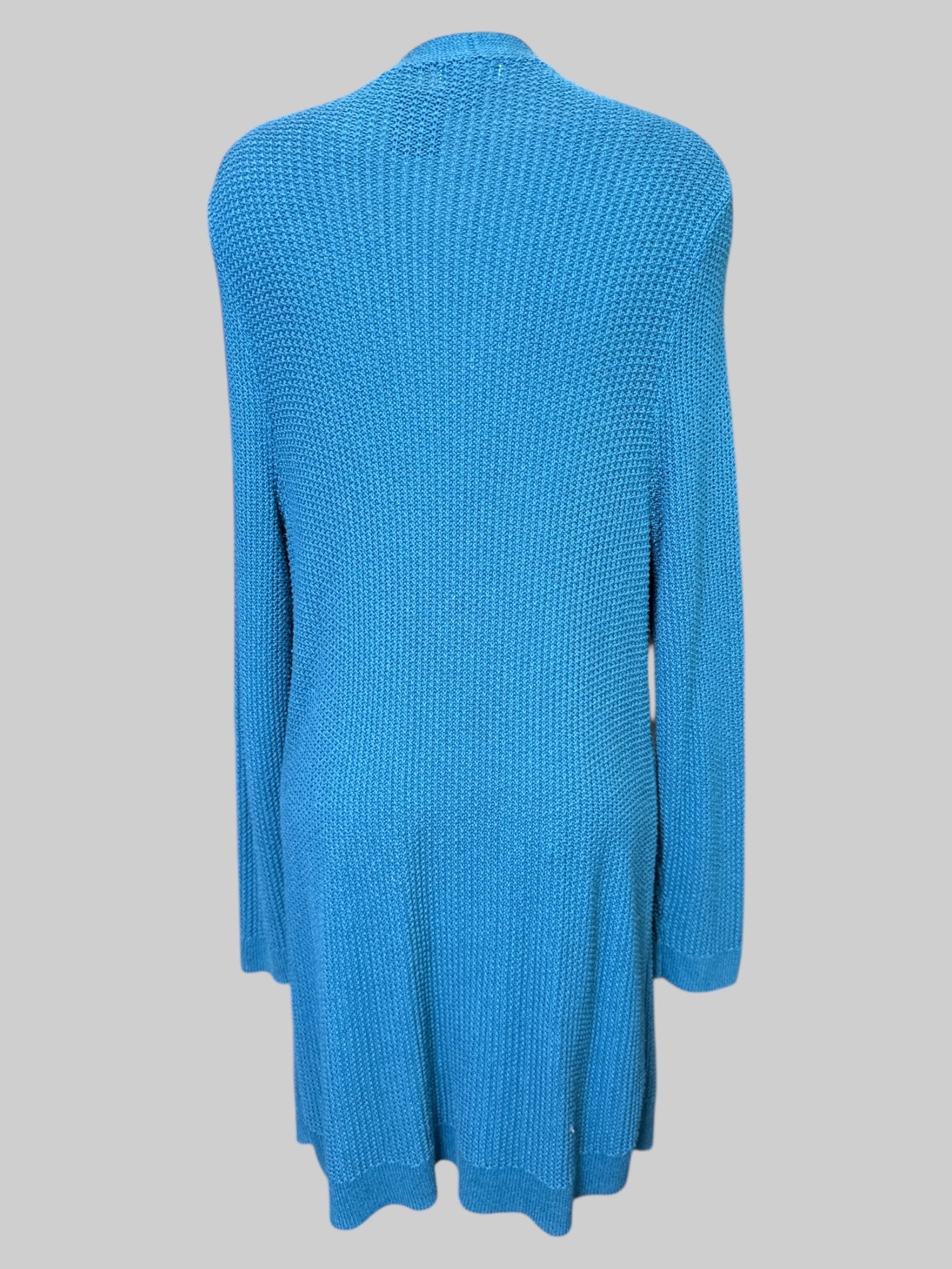 1X teal knit long sleeve cardigan with pockets