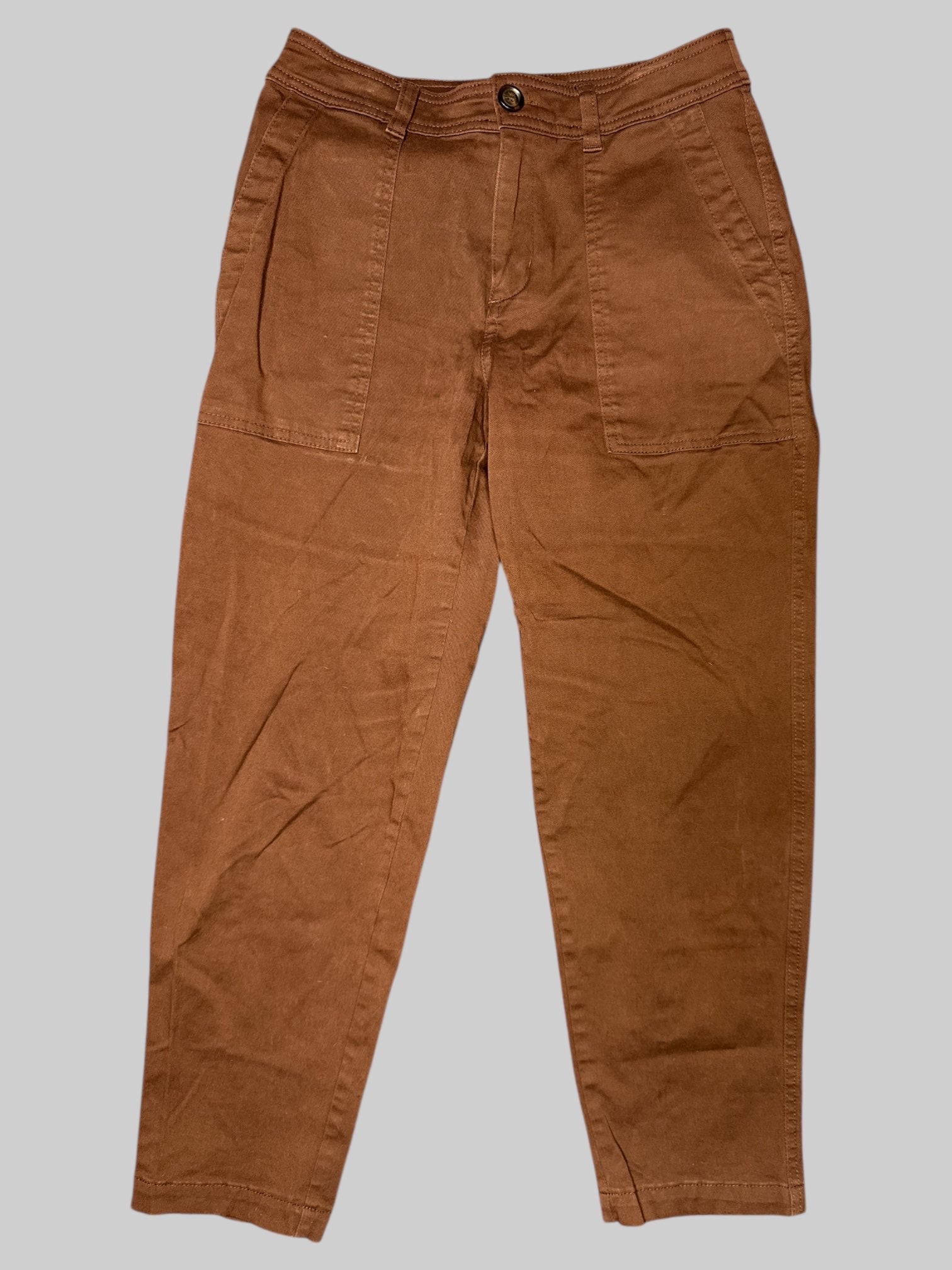 M brown pants with belt, loops, and large pockets