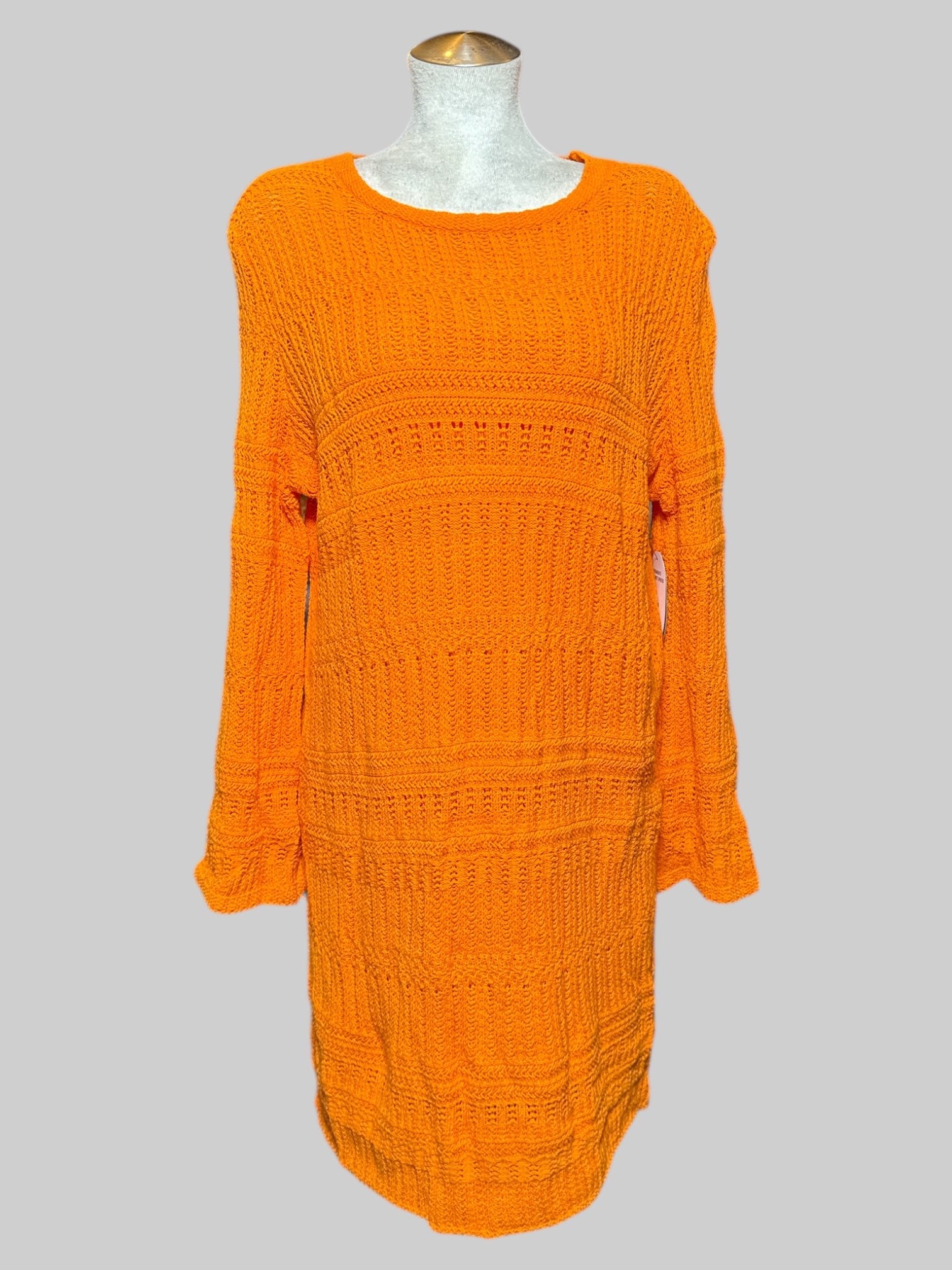 0X NWT orange chunky knit dress with orange slip underneath
