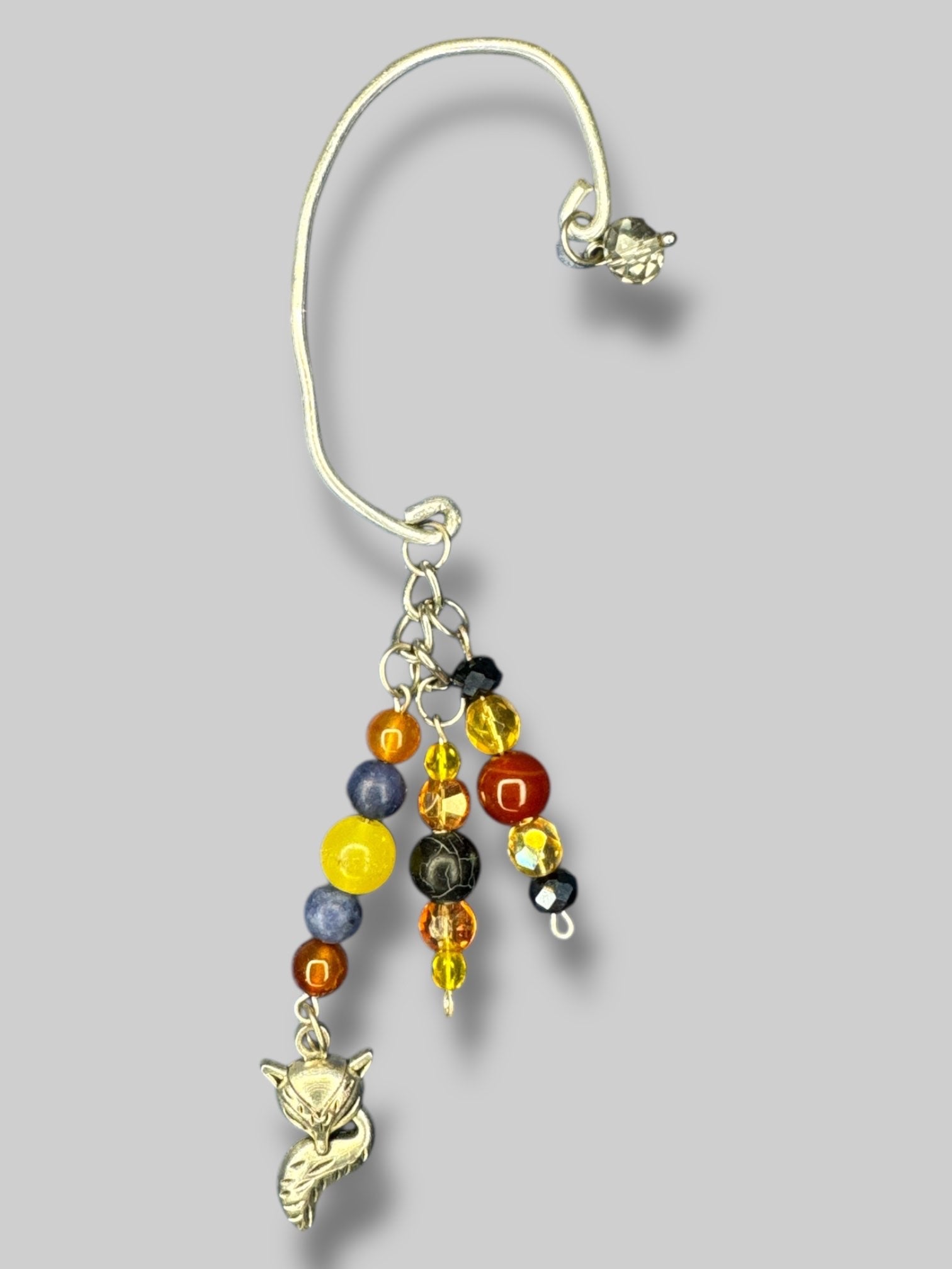 Ear cuff with beads and fox pendant