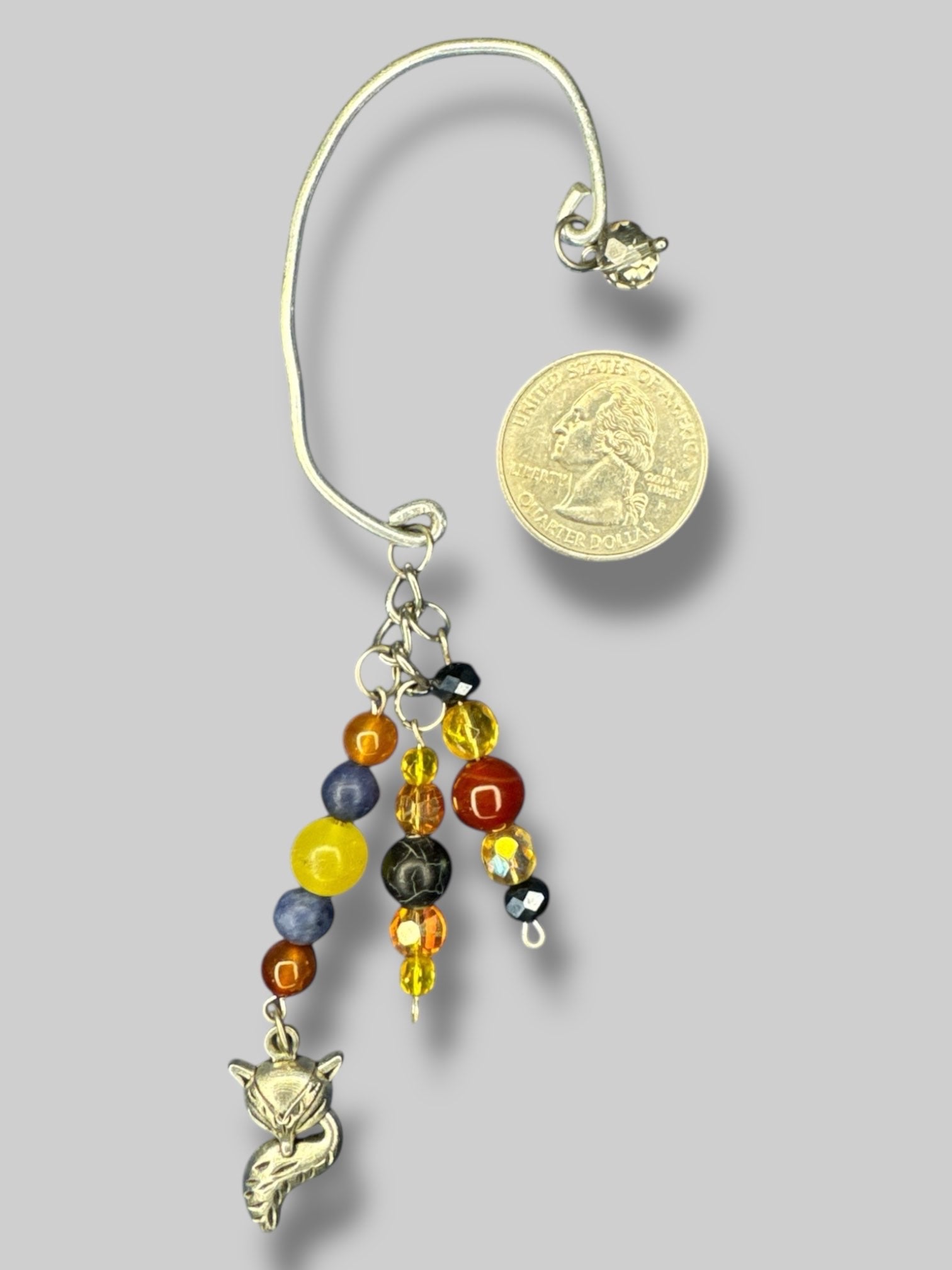 Ear cuff with beads and fox pendant
