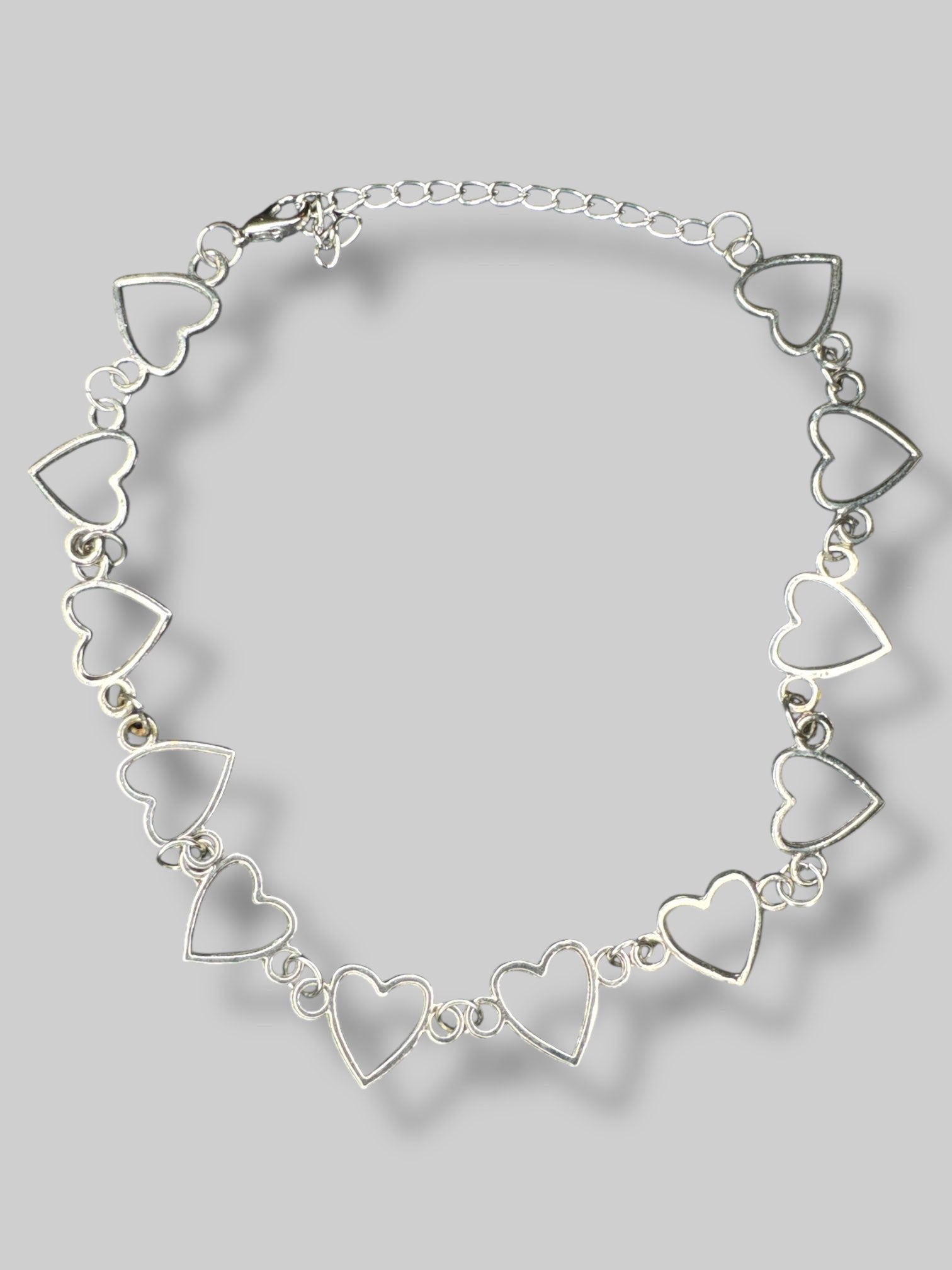 Silver tone heart choker