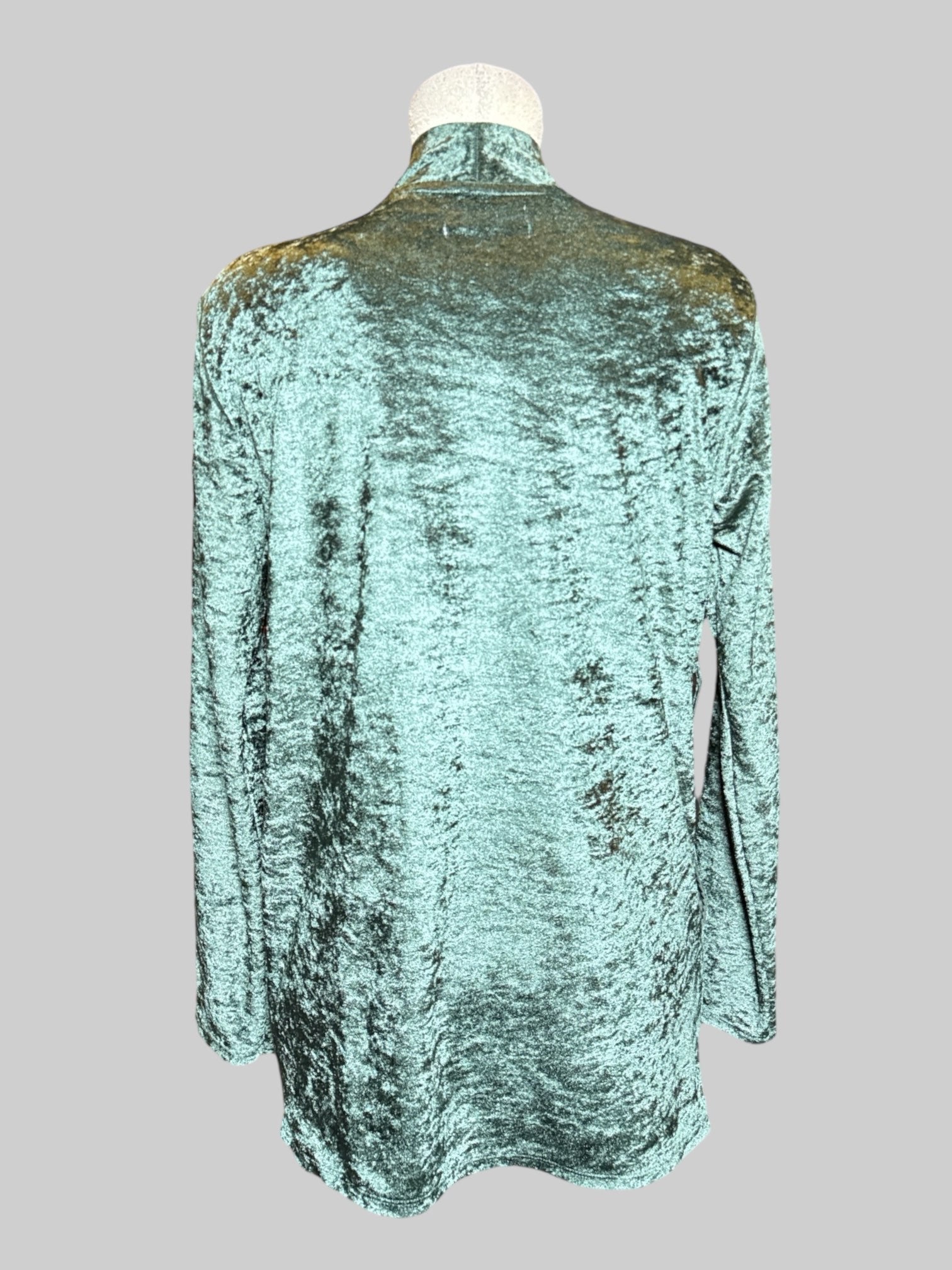 0X Dark green, crushed velvet cardigan with belt loops, and pockets