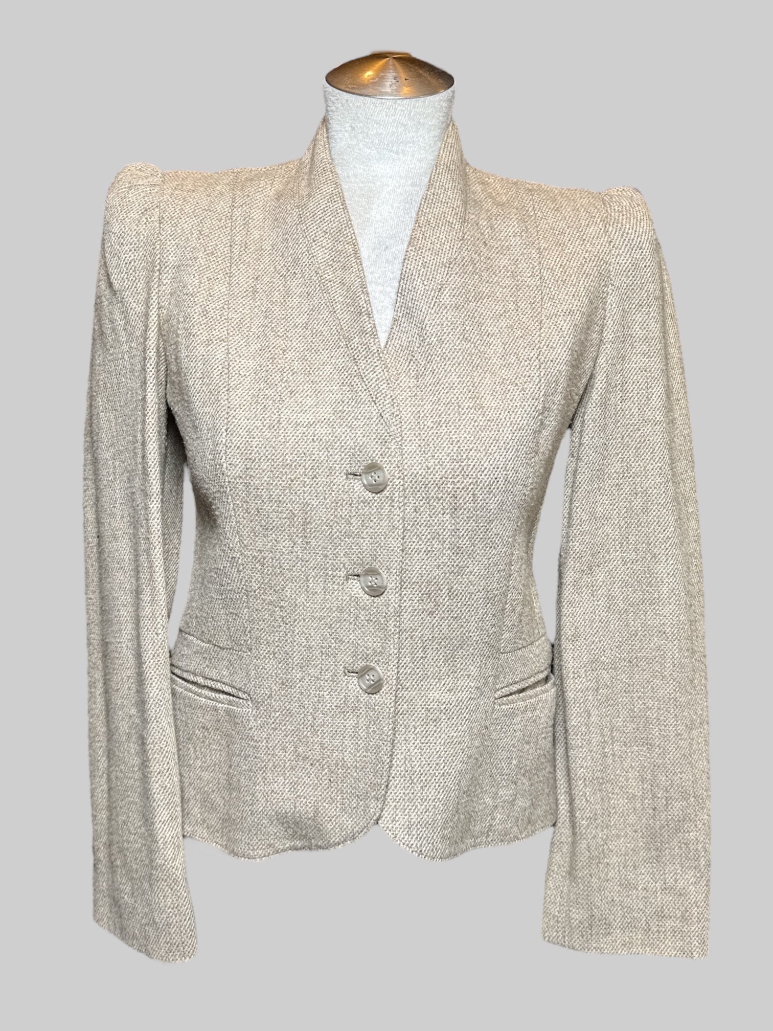 S vintage tan blazer with shoulder pads