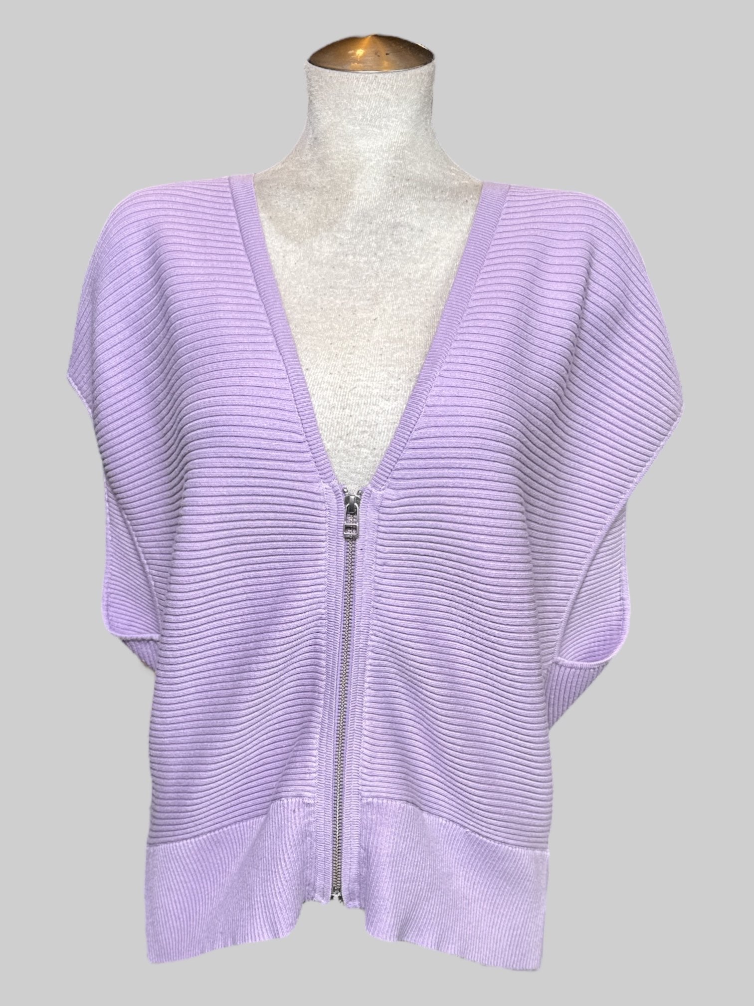 2X light purple ribbed sleeveless jacket