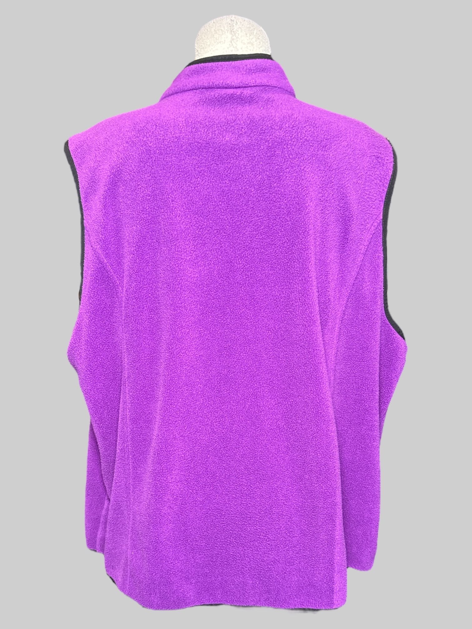 5X vintage purple zip up vest with black botanical embroidery and beading