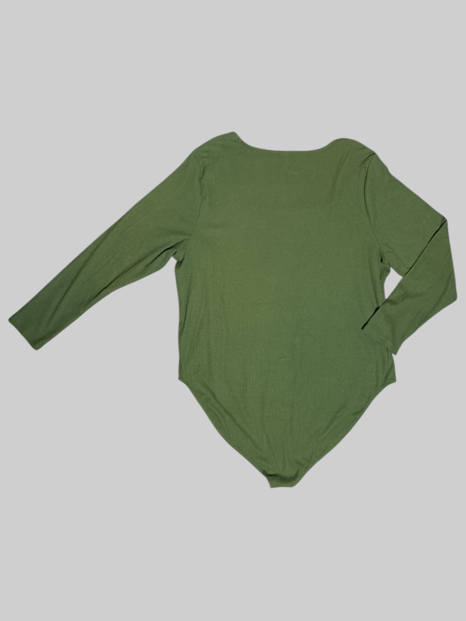 4X forest green, long sleeve bodysuit with square neck