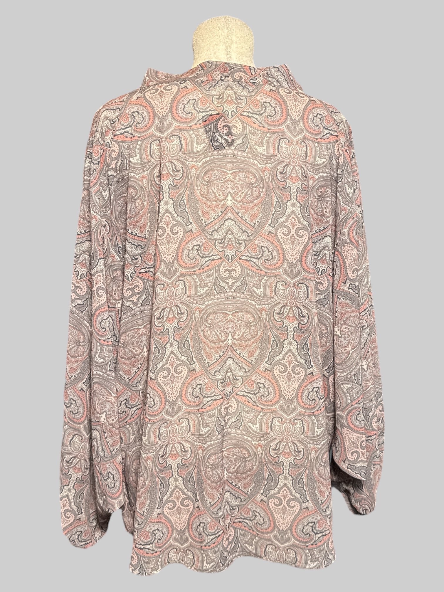 3X multicolor paisley pattern wrap cardigan