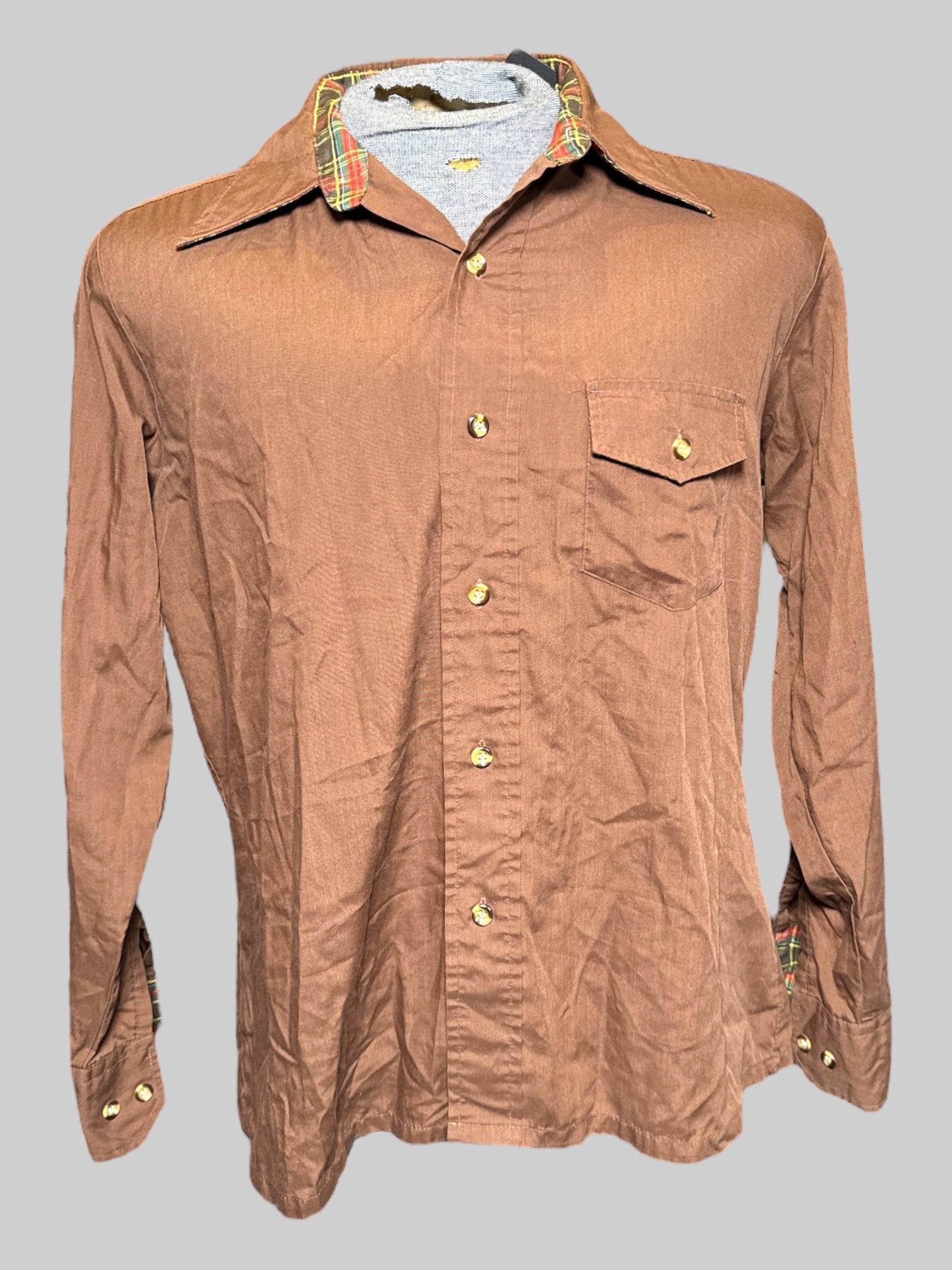 0X vintage brown button up
