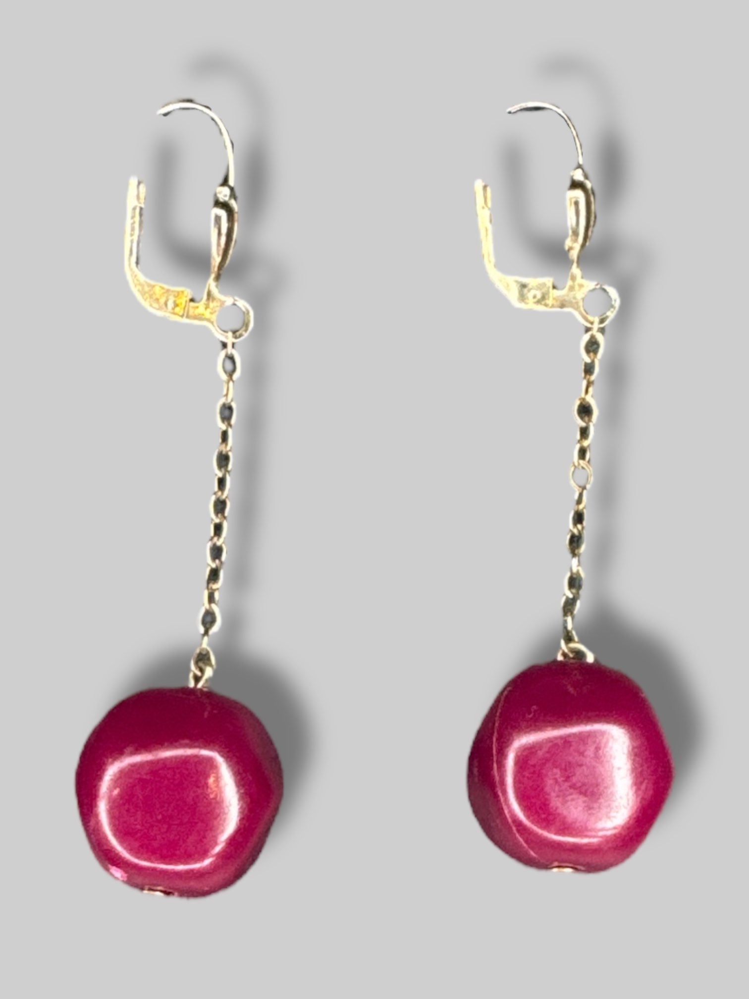 Vintage dangle burgundy bead earrings