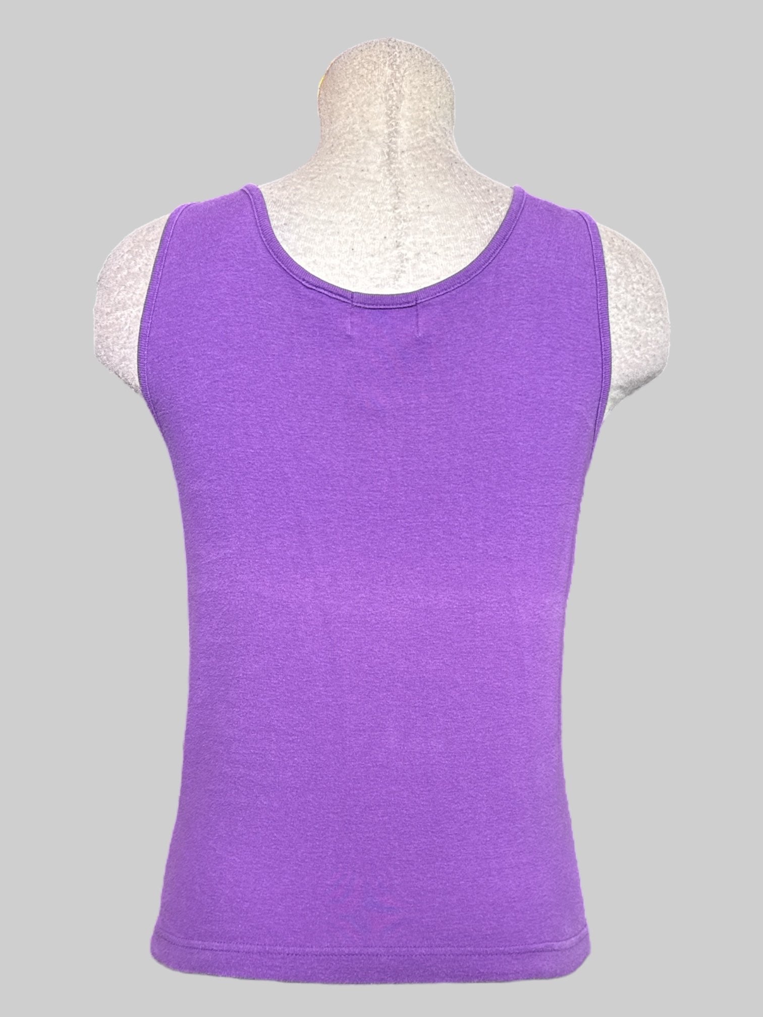 0X vintage purple sleeveless tank top with lace on neckline