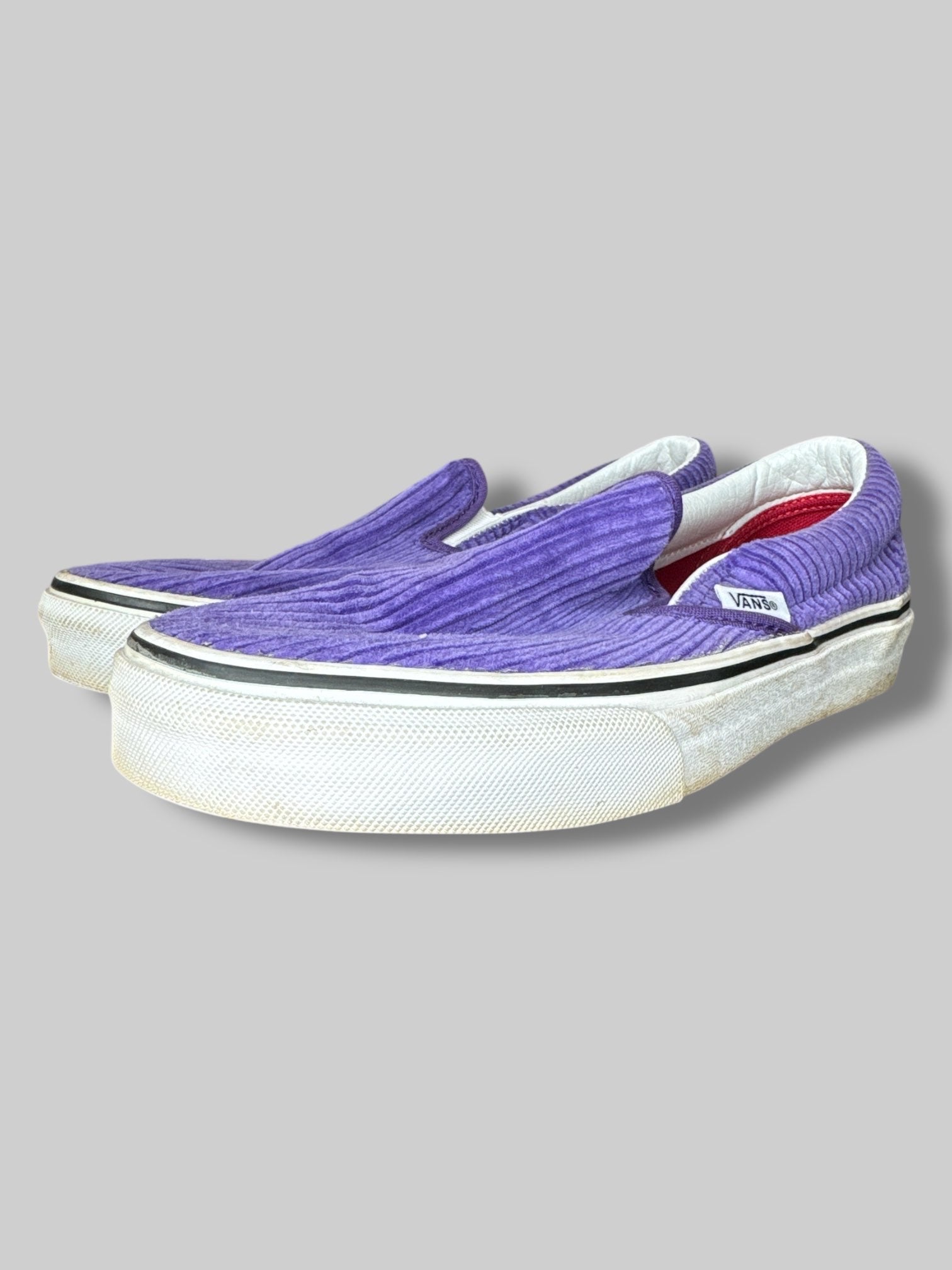 Size 5.5 men or size 7 women slip on purple corduroy vans