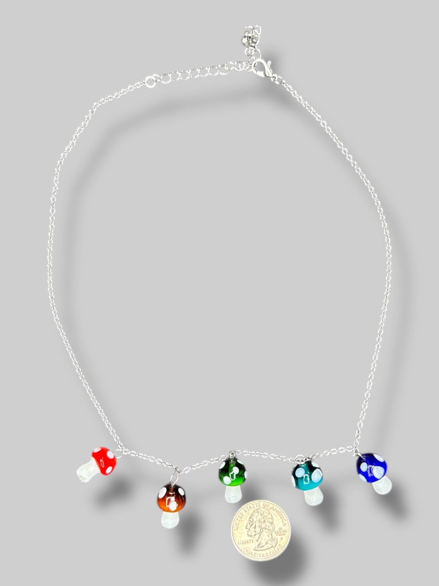 Silver tone mushroom pendant