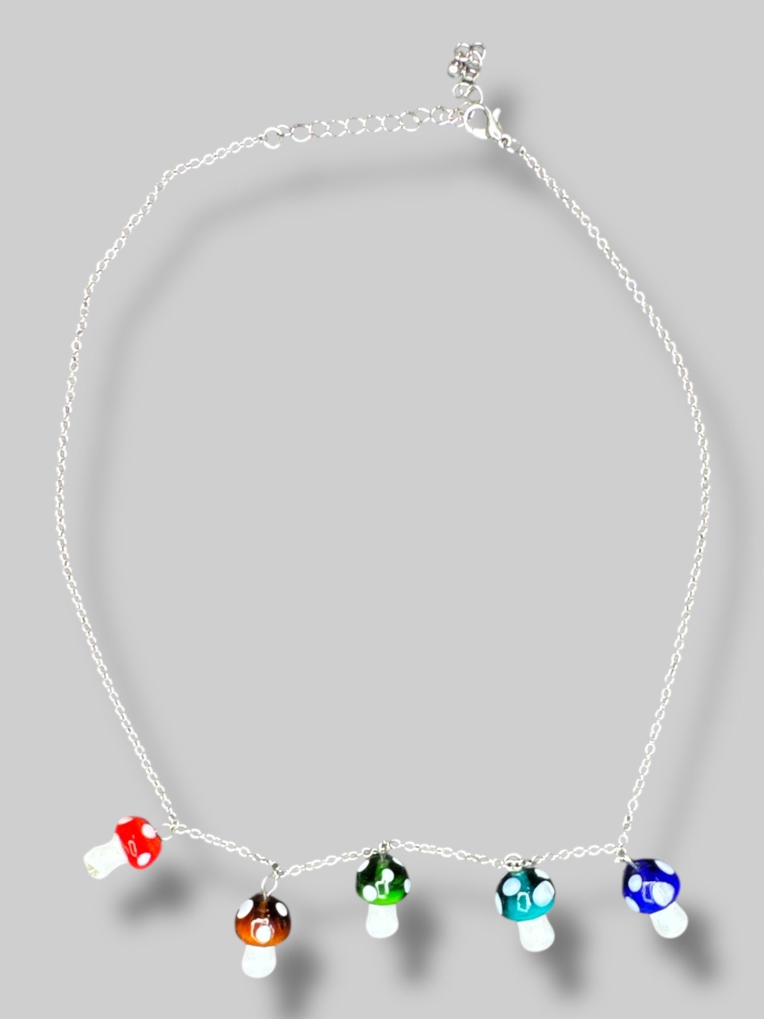 Silver tone mushroom pendant