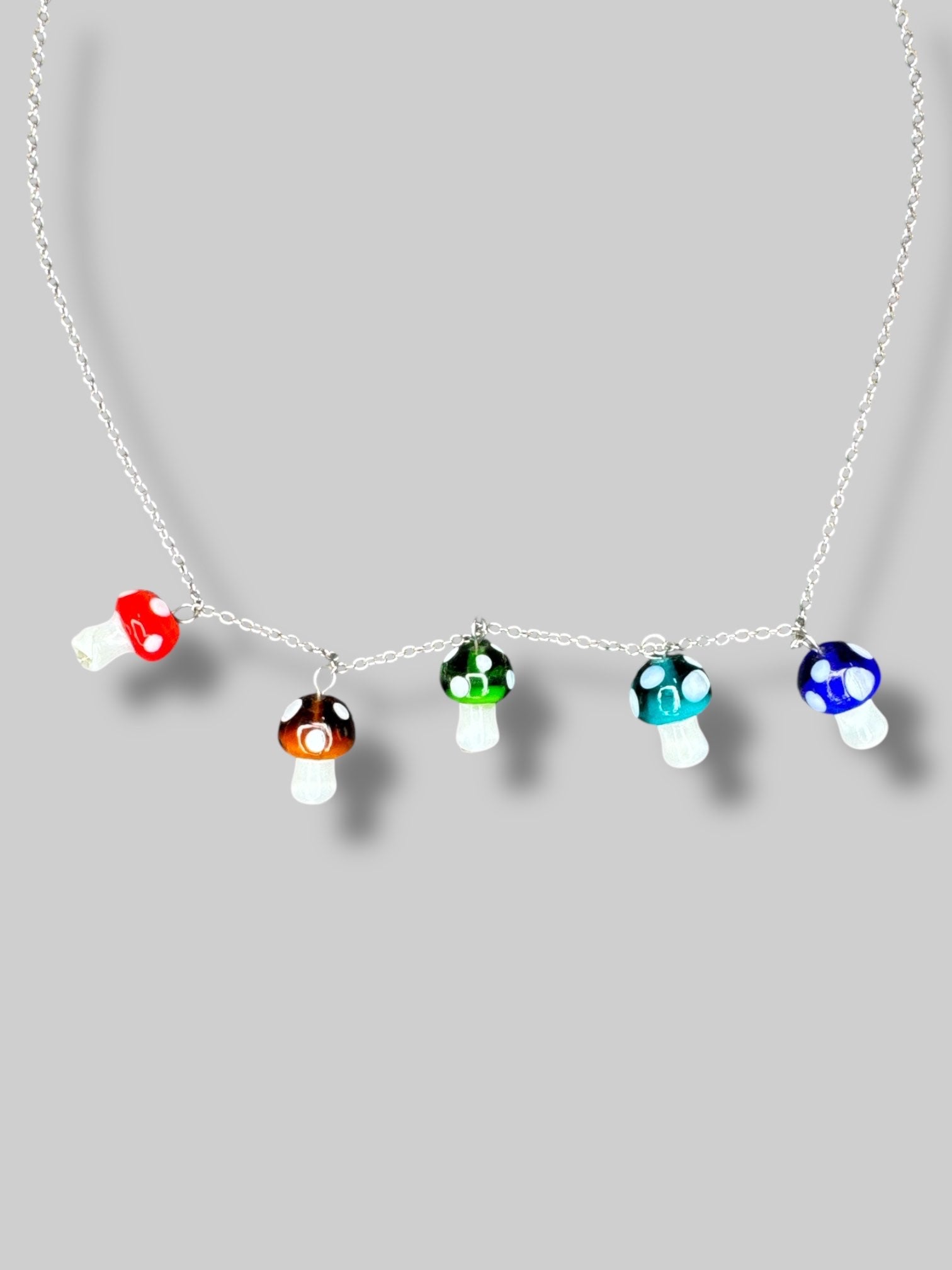 Silver tone mushroom pendant