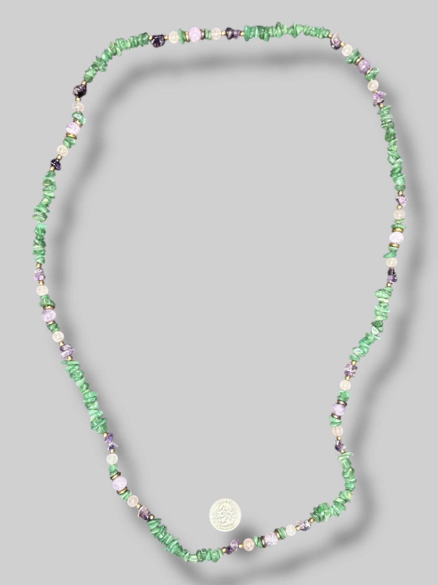 Long multi crystal necklace