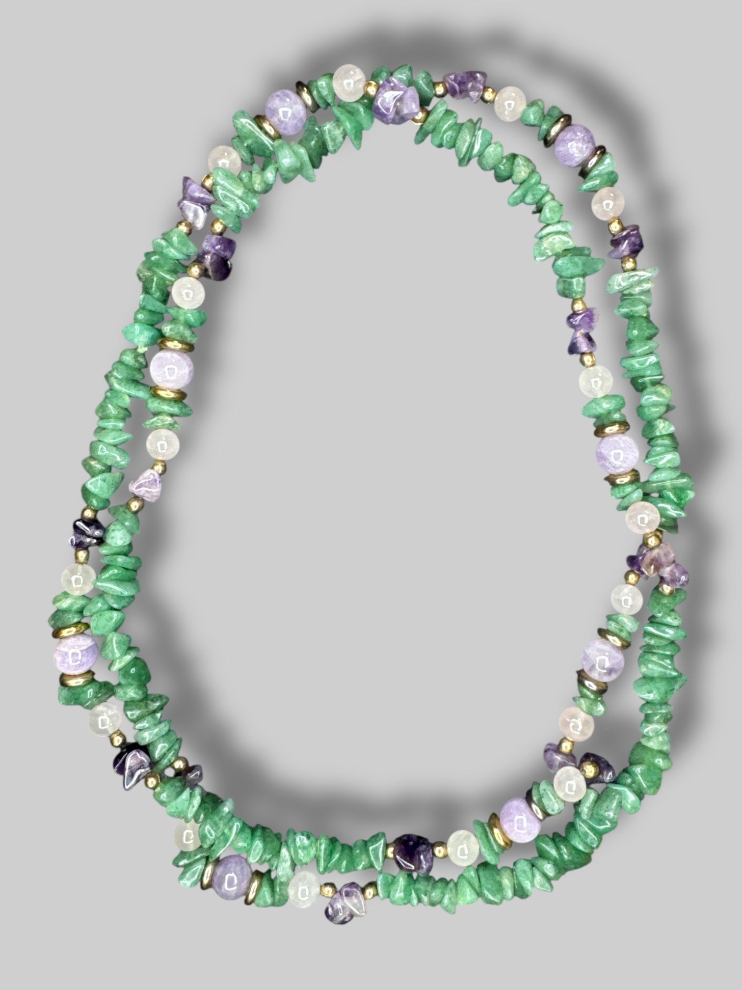 Long multi crystal necklace