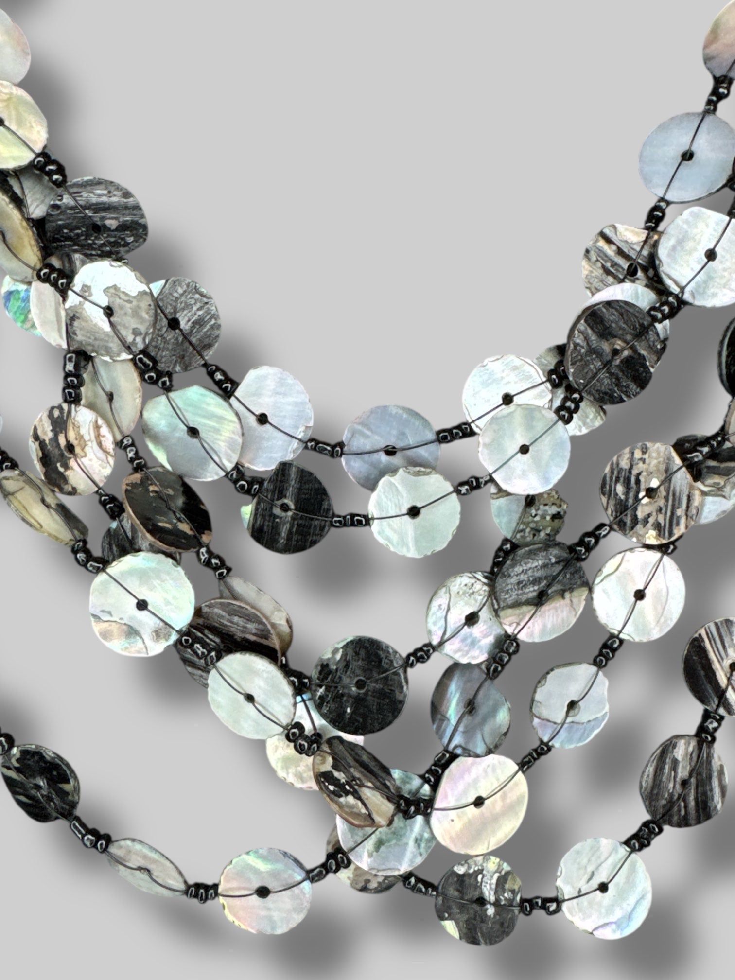 Beaded layered abalone necklace