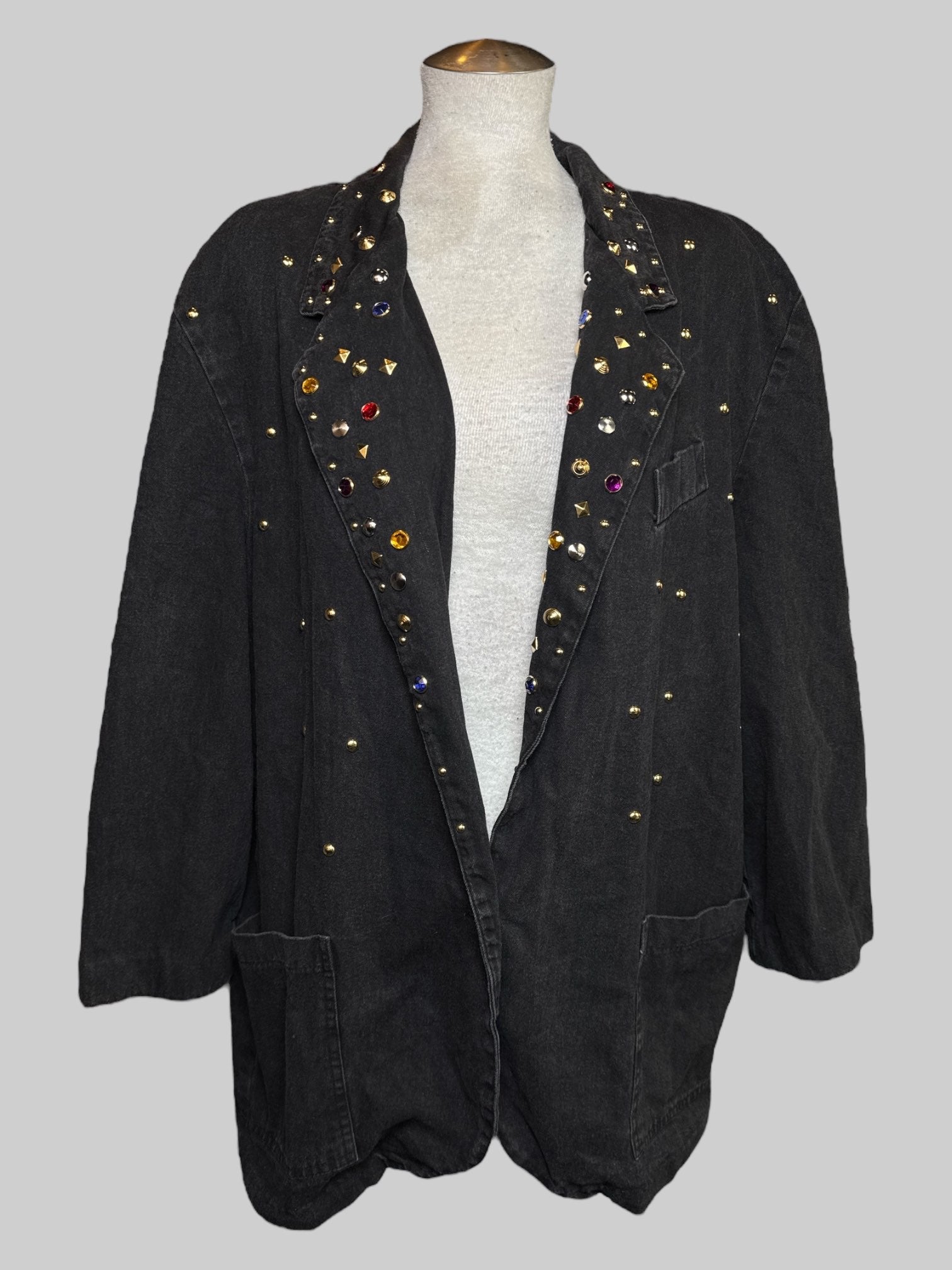 XL vintage black blazer with lots of rhinestones