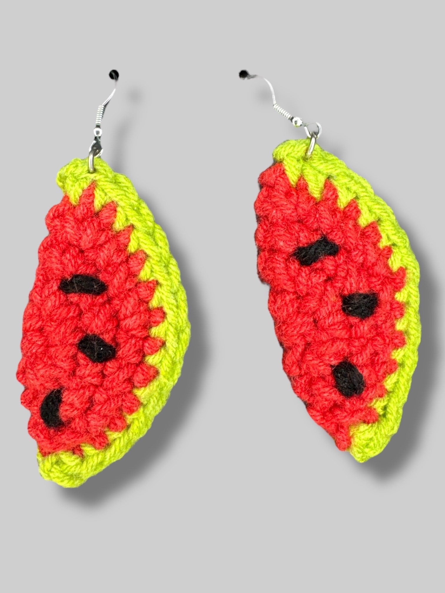 2” knit watermelon earrings