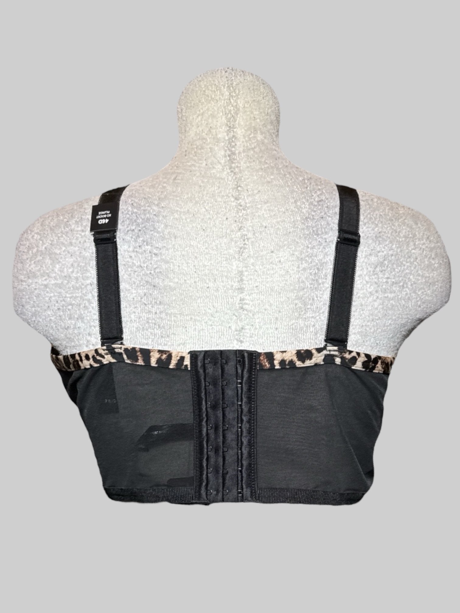 3X NWT leopard print corset style bra, let with adjustable straps, and mesh panels