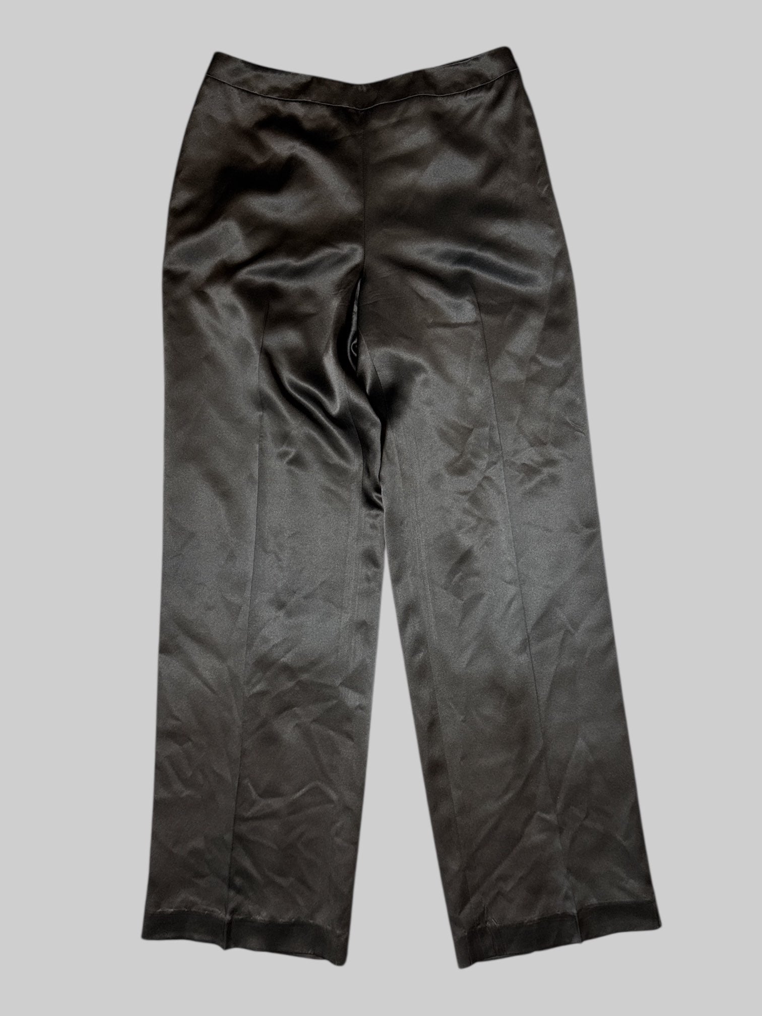 M vintage black silk pants with zipper on side