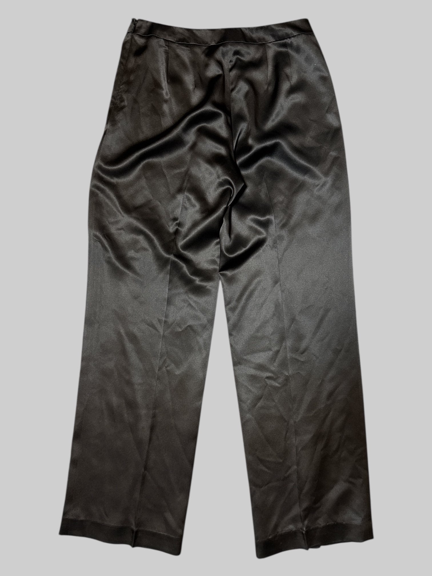 M vintage black silk pants with zipper on side