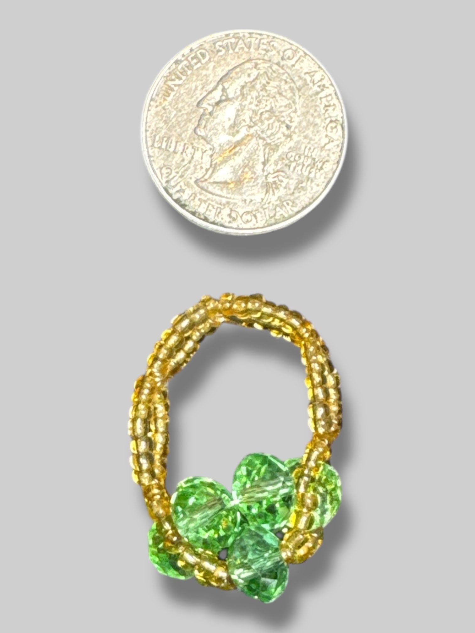 Stretchy yellow and green beaded ring