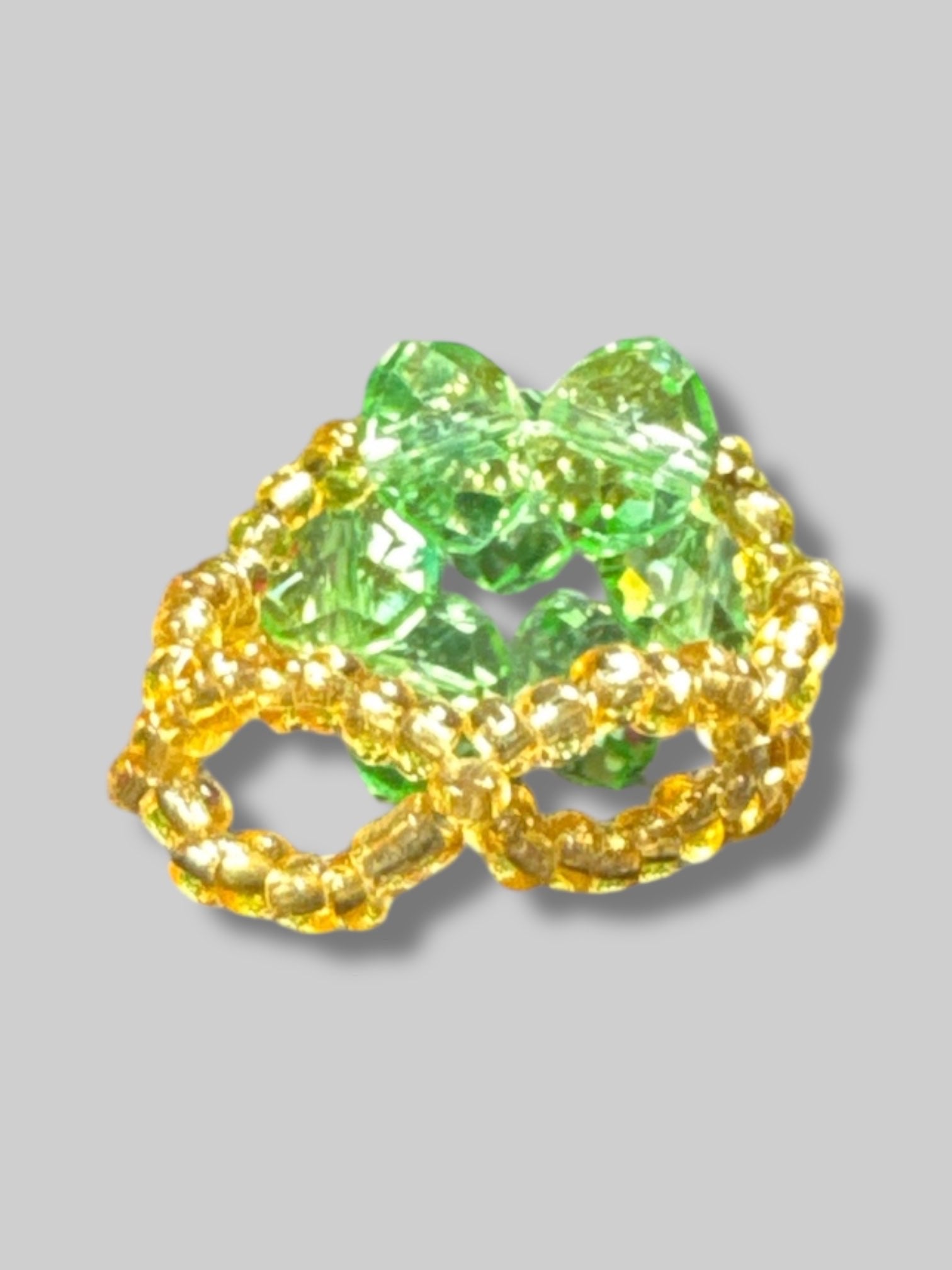 Stretchy yellow and green beaded ring