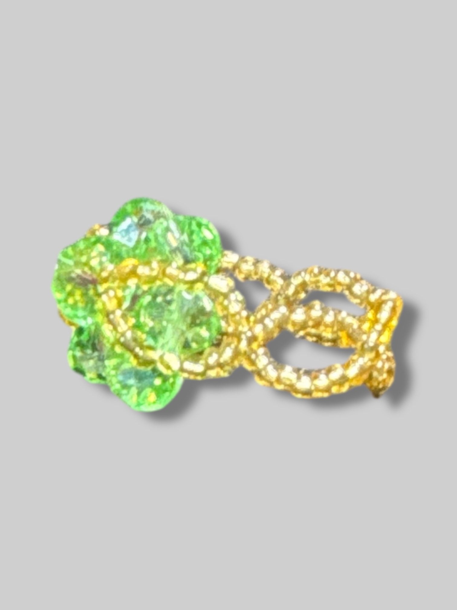 Stretchy yellow and green beaded ring