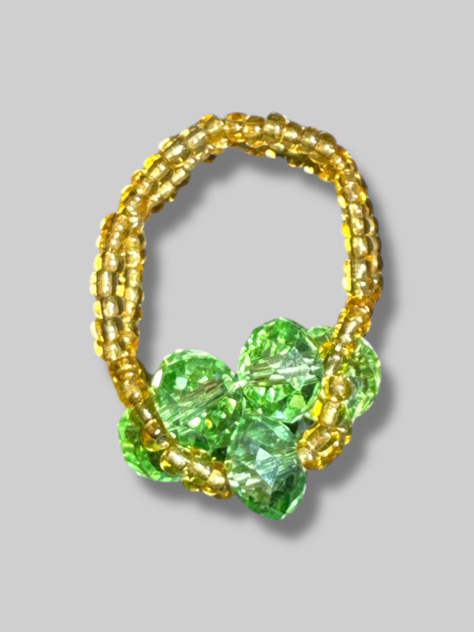 Stretchy yellow and green beaded ring