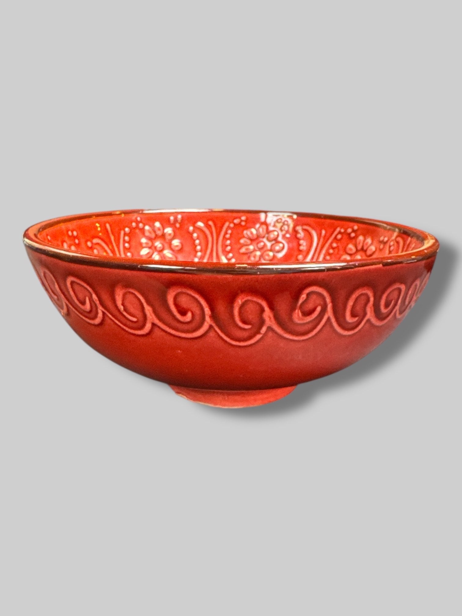 4” beautiful brownish red ceramic bowl
